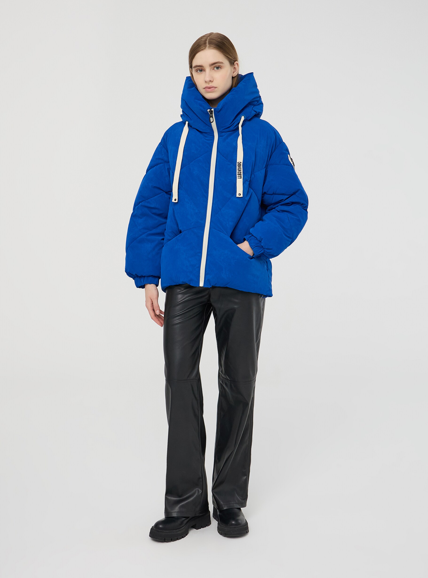 Electric blue puffer jacket women's cheap