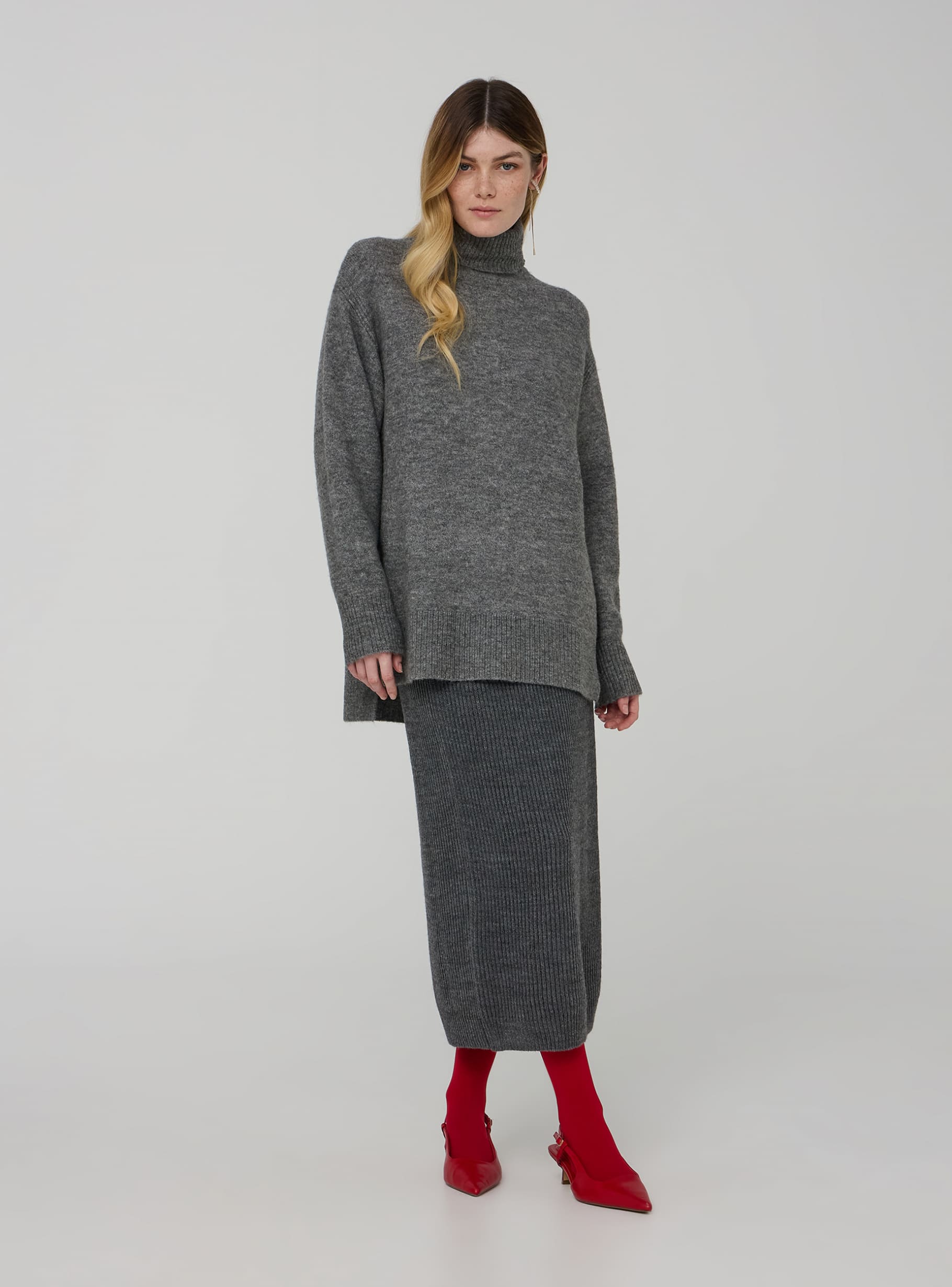 Grey melange GOTD77627A GONNA LUNGA IN MAGLIA S081 Buy Online Terranova