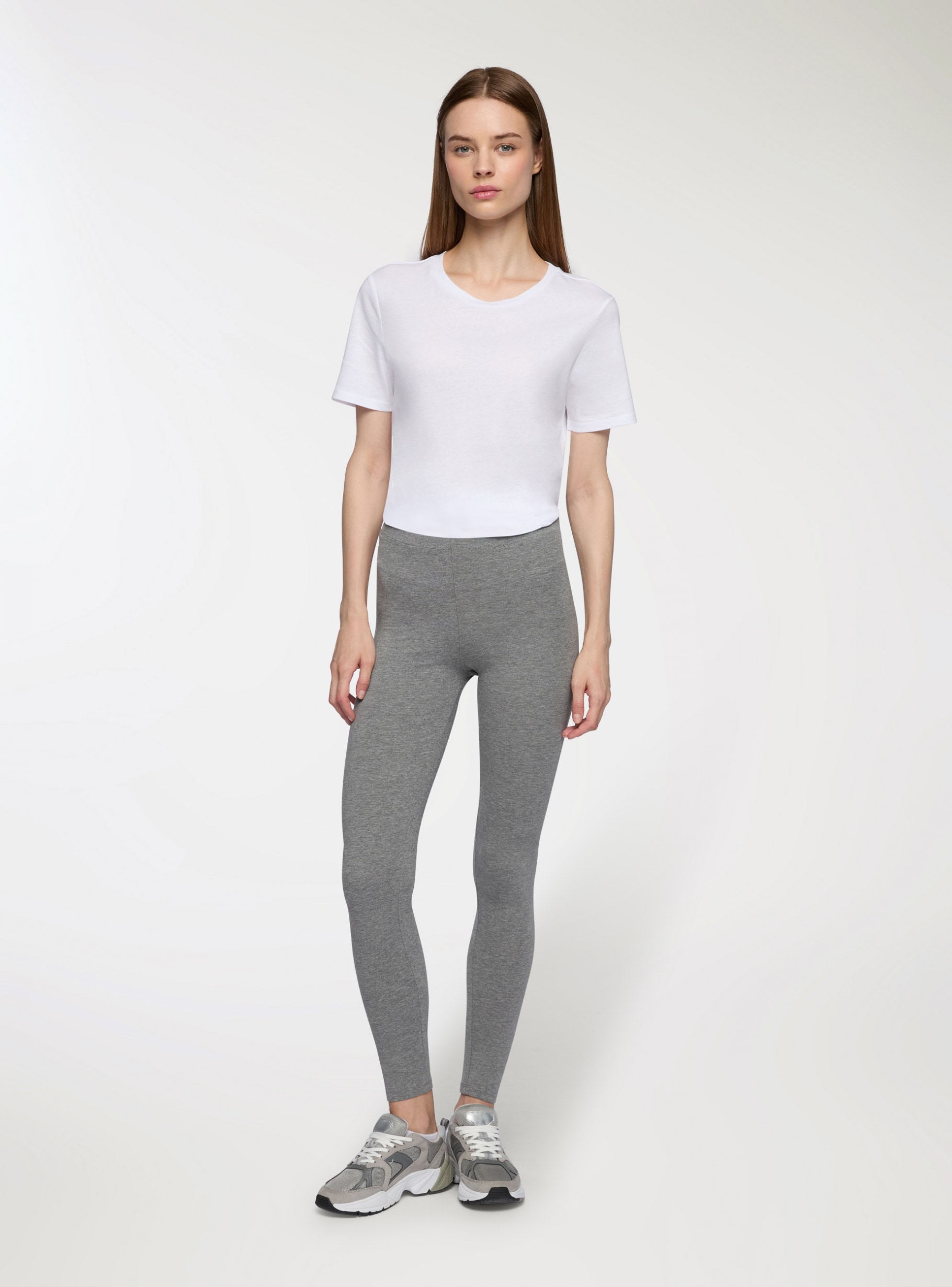 Solid colour long leggings dark grey melange Terranova