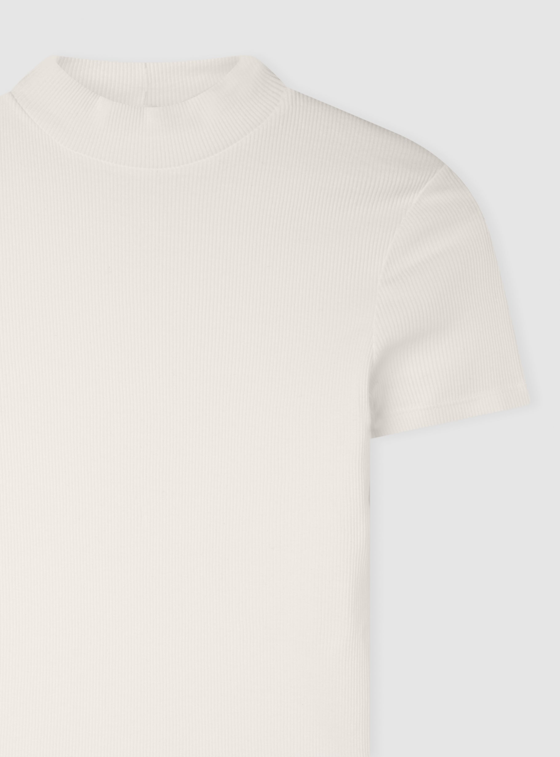 White wool Ribbed mock neck T-shirt - Buy Online | Terranova