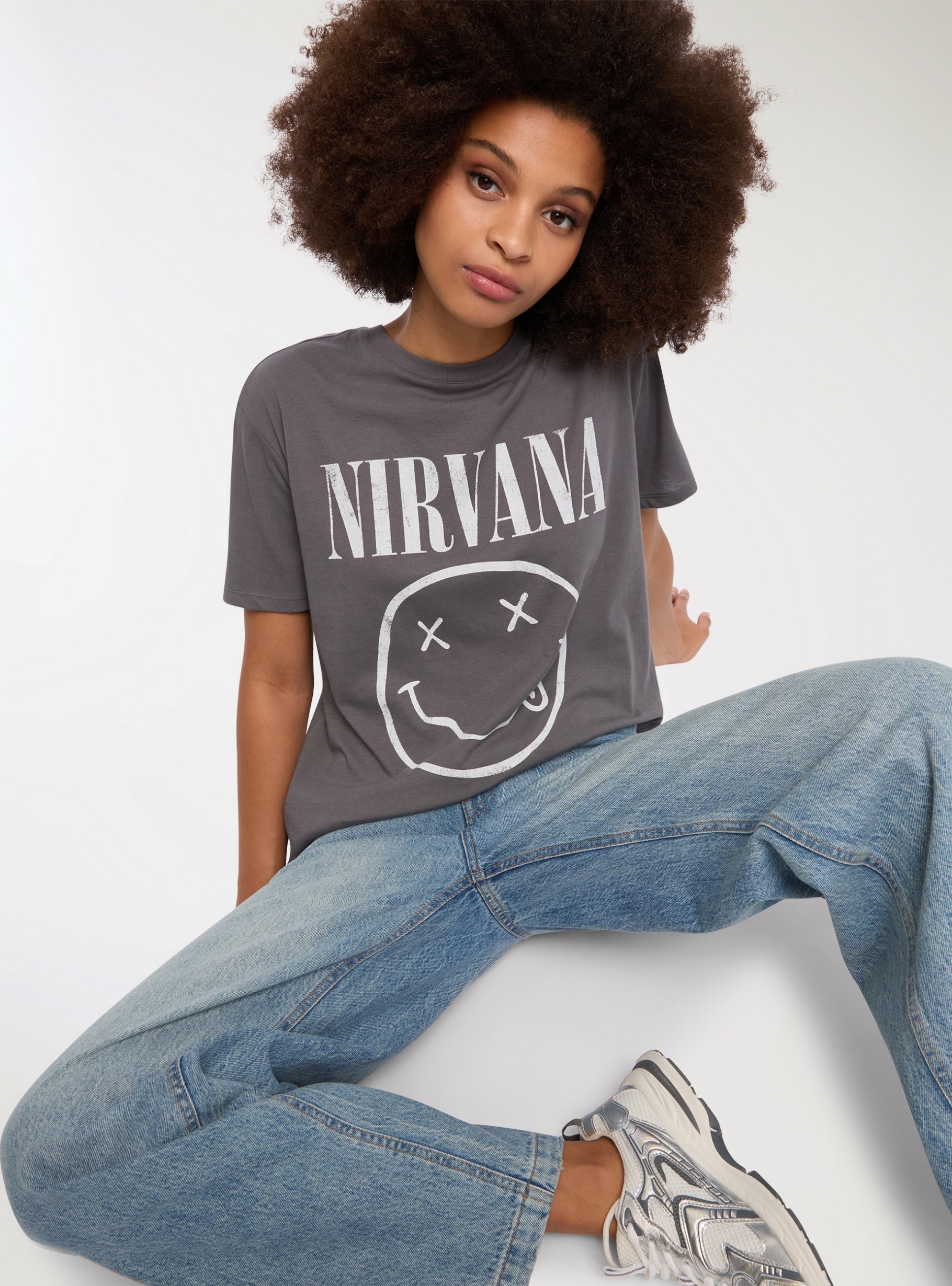 Wide Nirvana® print T-shirt grey dark Terranova