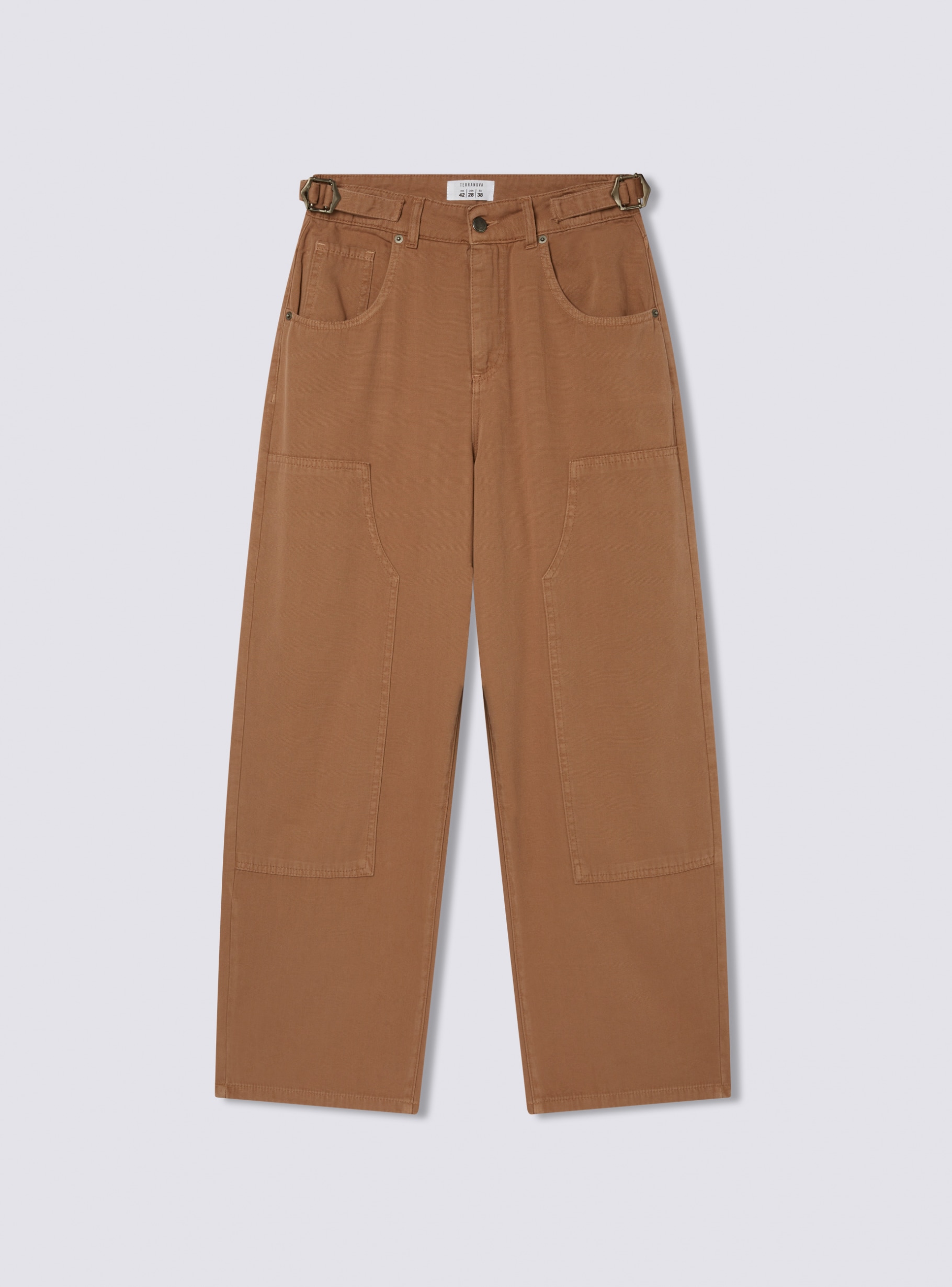 Beige dark Wide leg carpenter trousers - Buy Online | Terranova