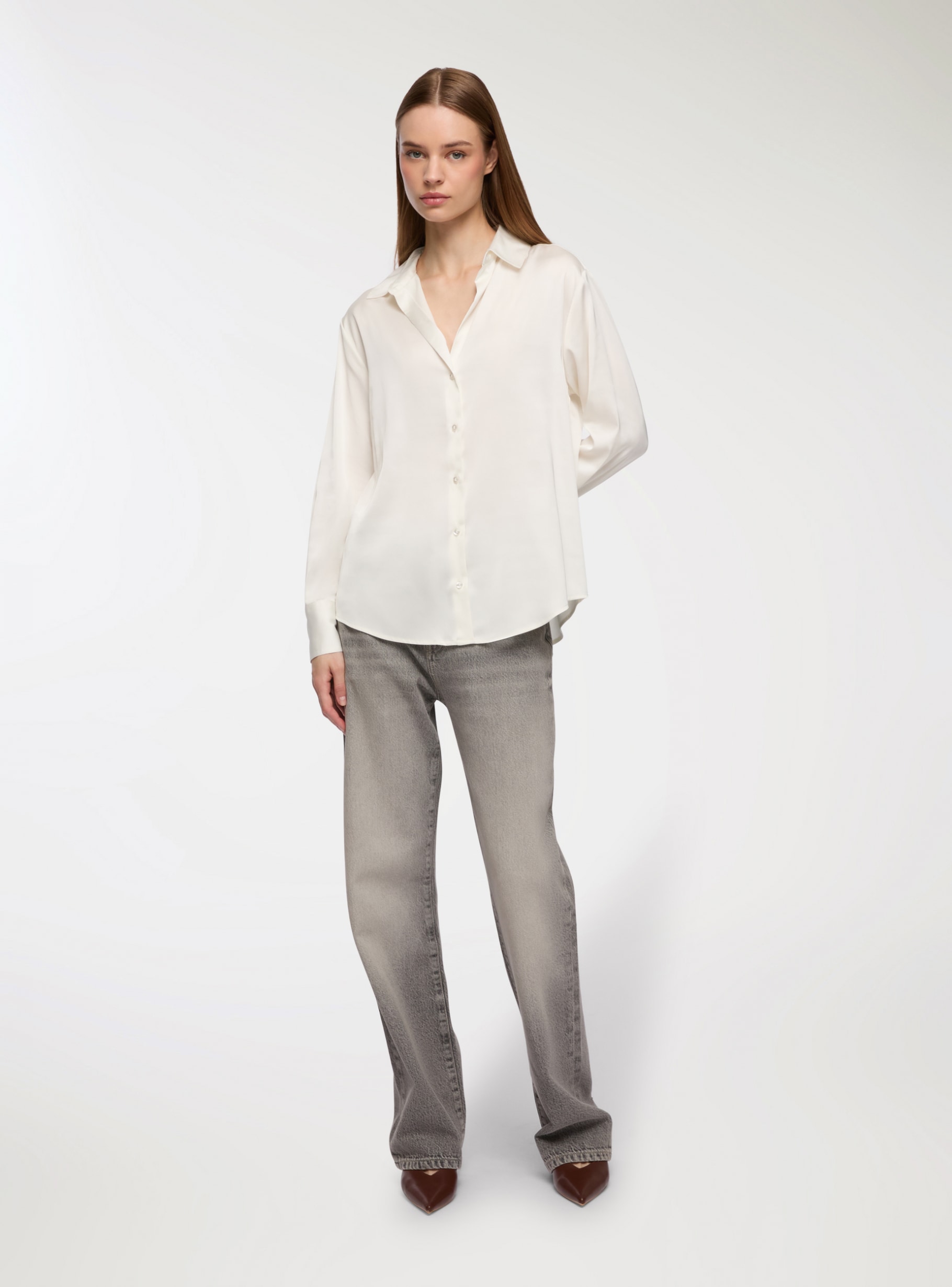 Chemise ample effet satin Blanc laine Achetez en ligne Terranova