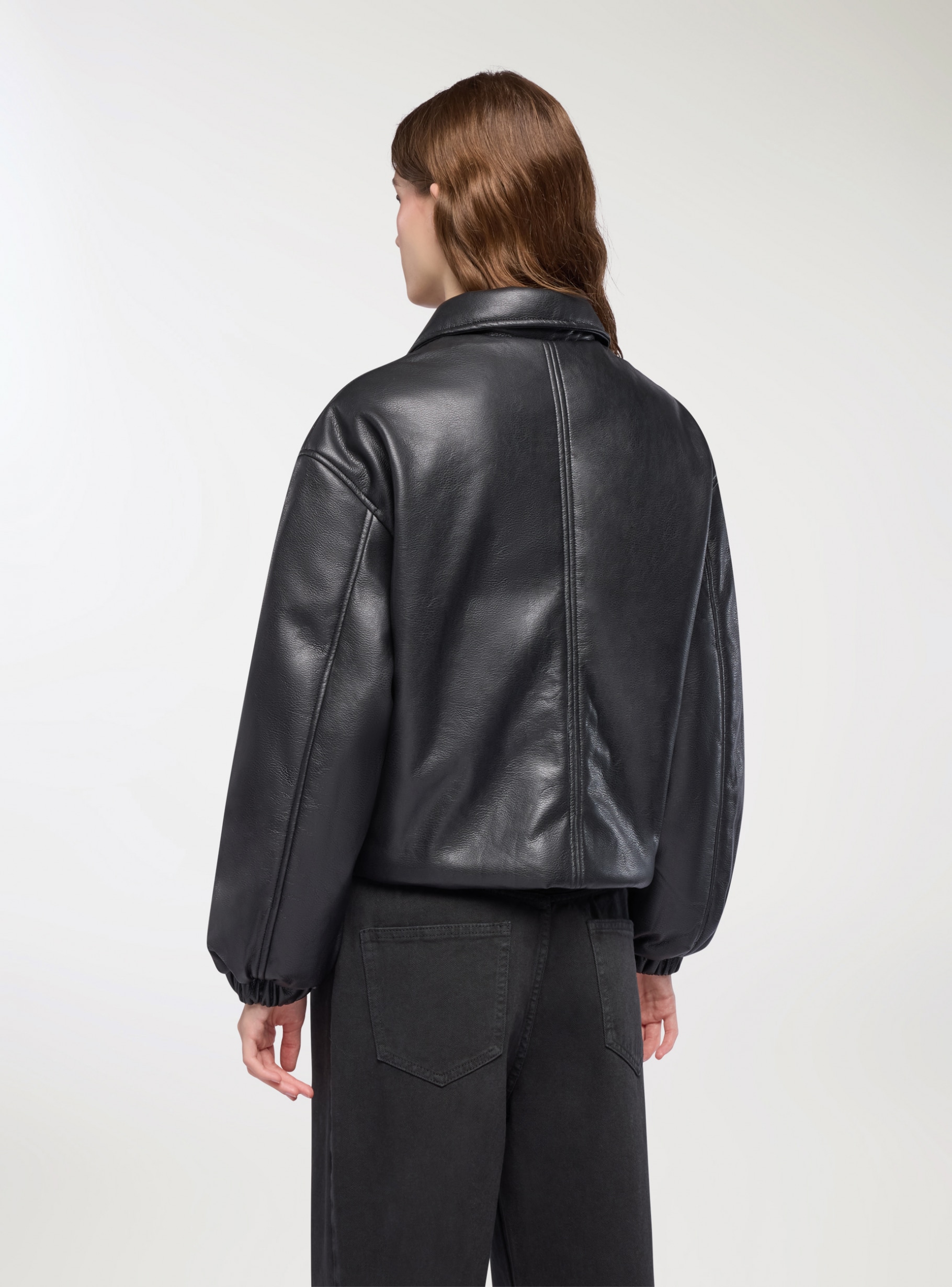 【OF ALL FORM】POCKET DETAIL LEATHERBOMBER Faux Leather Bomber Jacket With Belt - Buy Fashion Wholesale