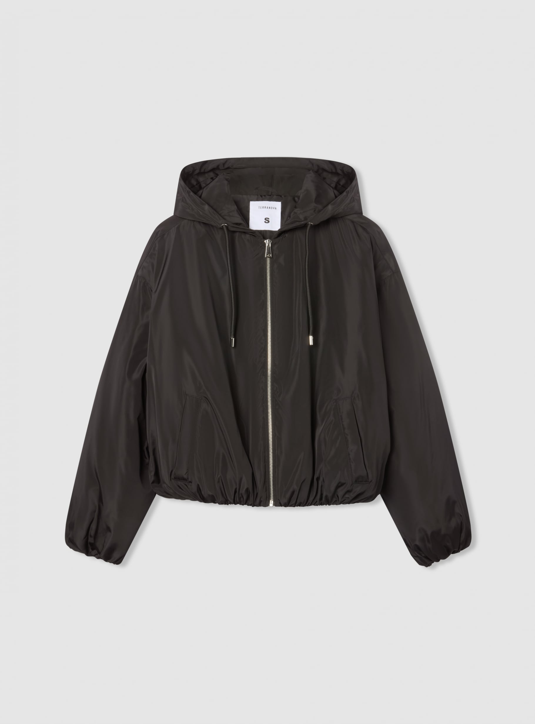 Black Hooded bomber jacket with zip - Buy Online | Terranova