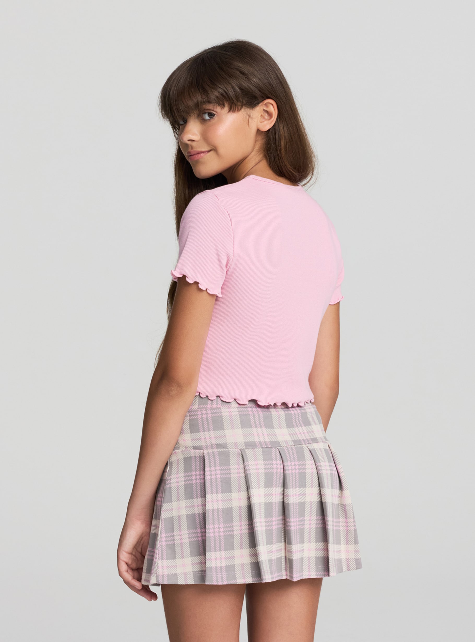 Pink Crop T-shirt with wavy edges - Buy Online | Terranova