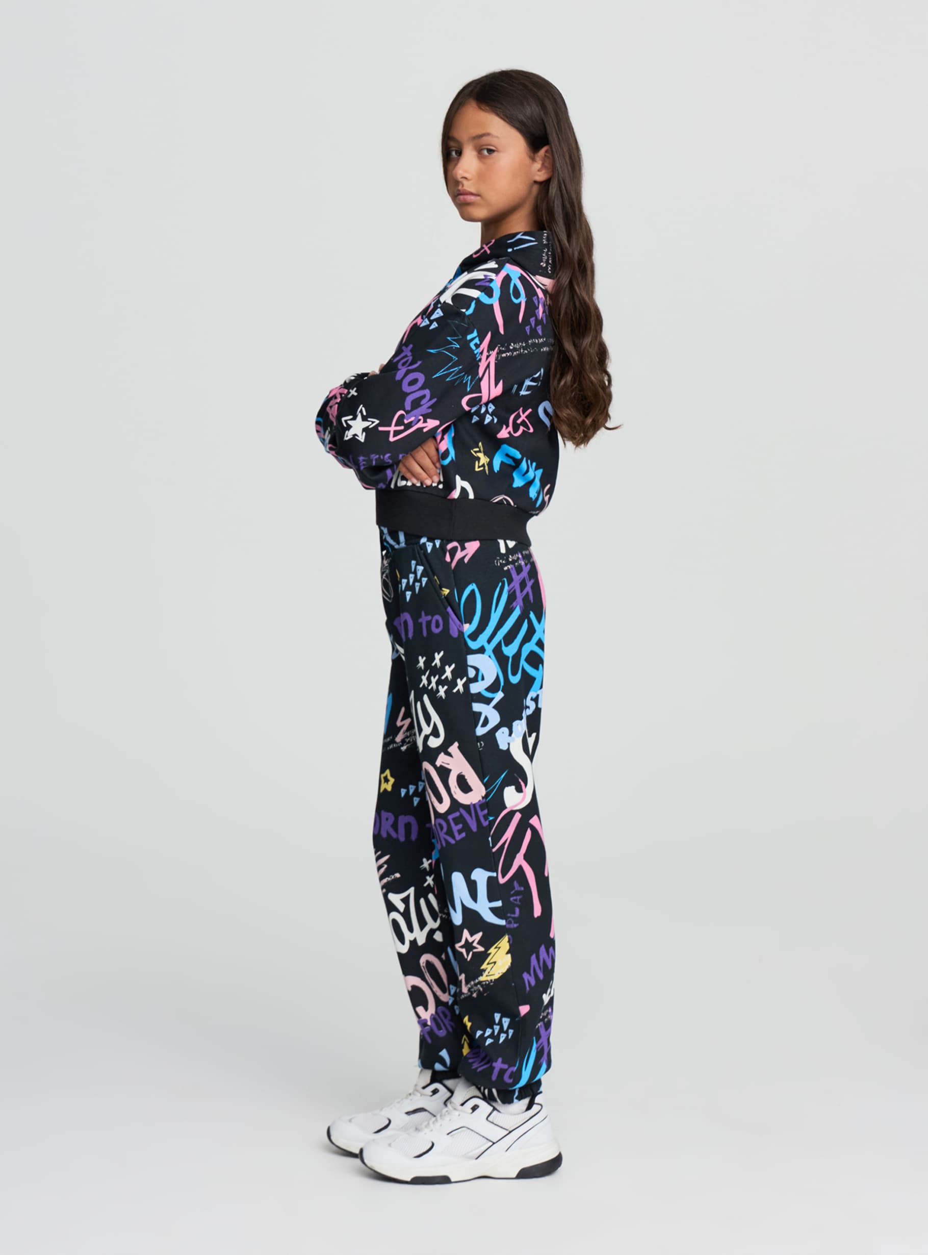 Black Sweatpants with graffiti print Buy Online Terranova