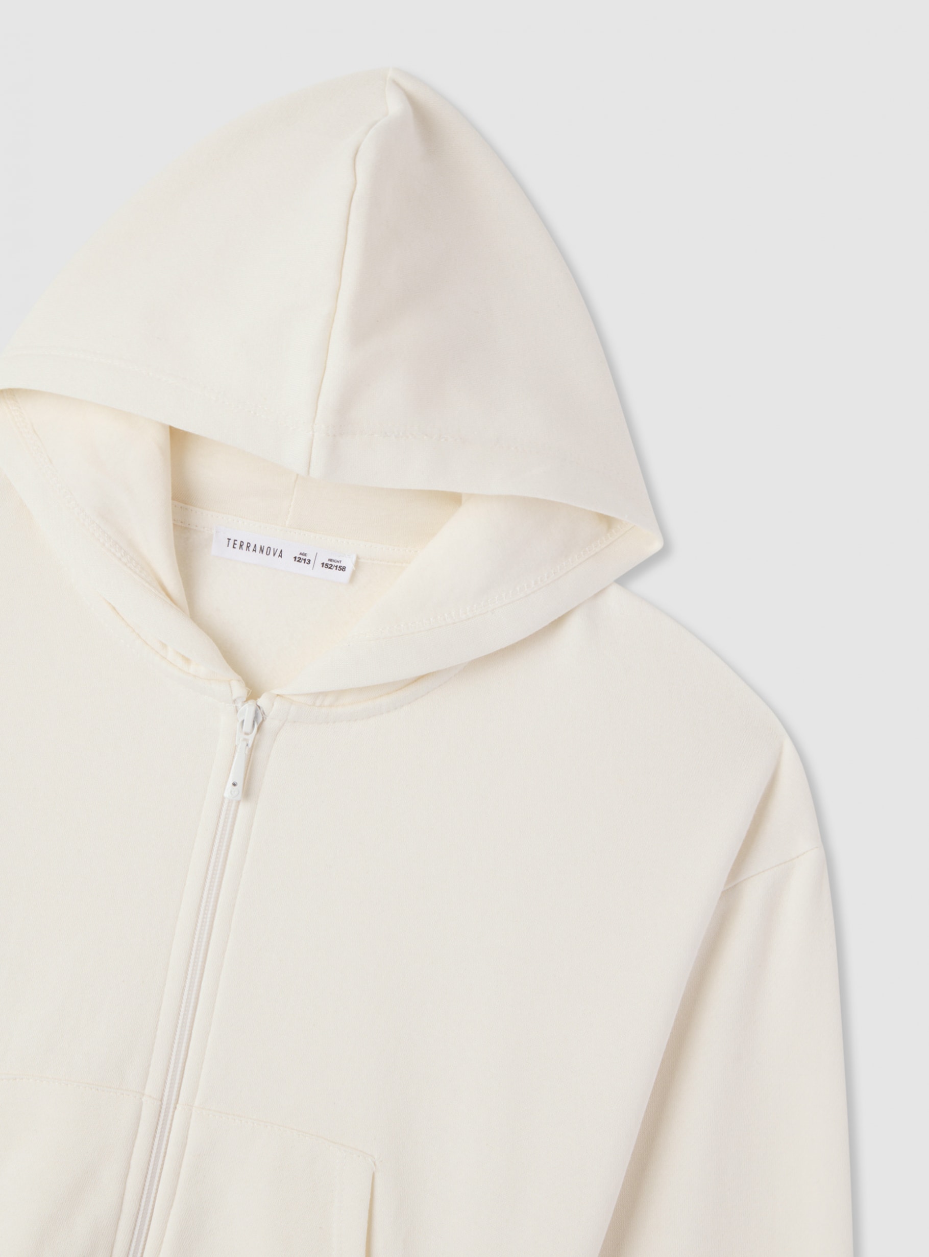 White wool Cropped hoodie with zip - Buy Online | Terranova