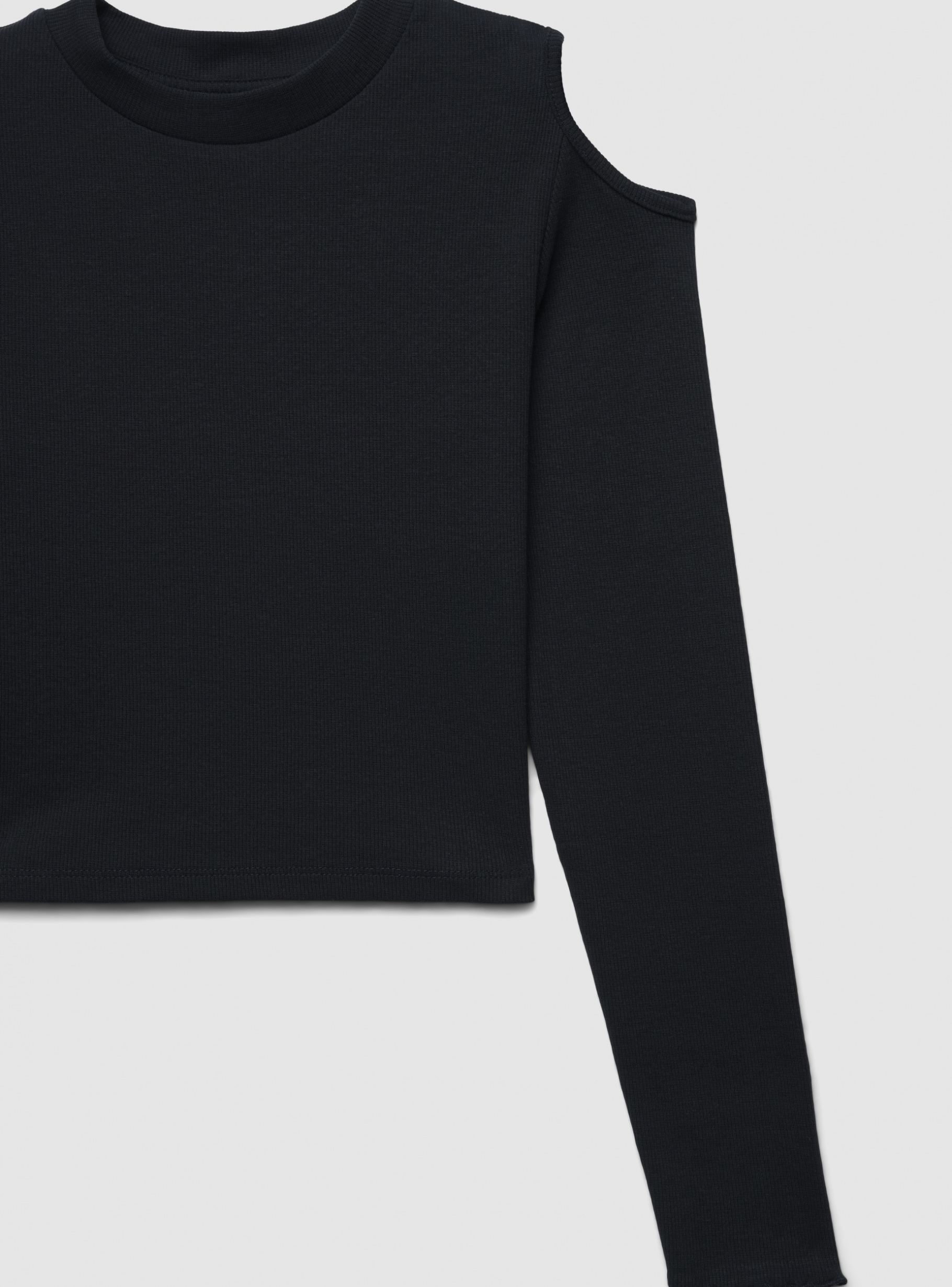 Black Crop T-shirt with shoulder cut-outs - Buy Online