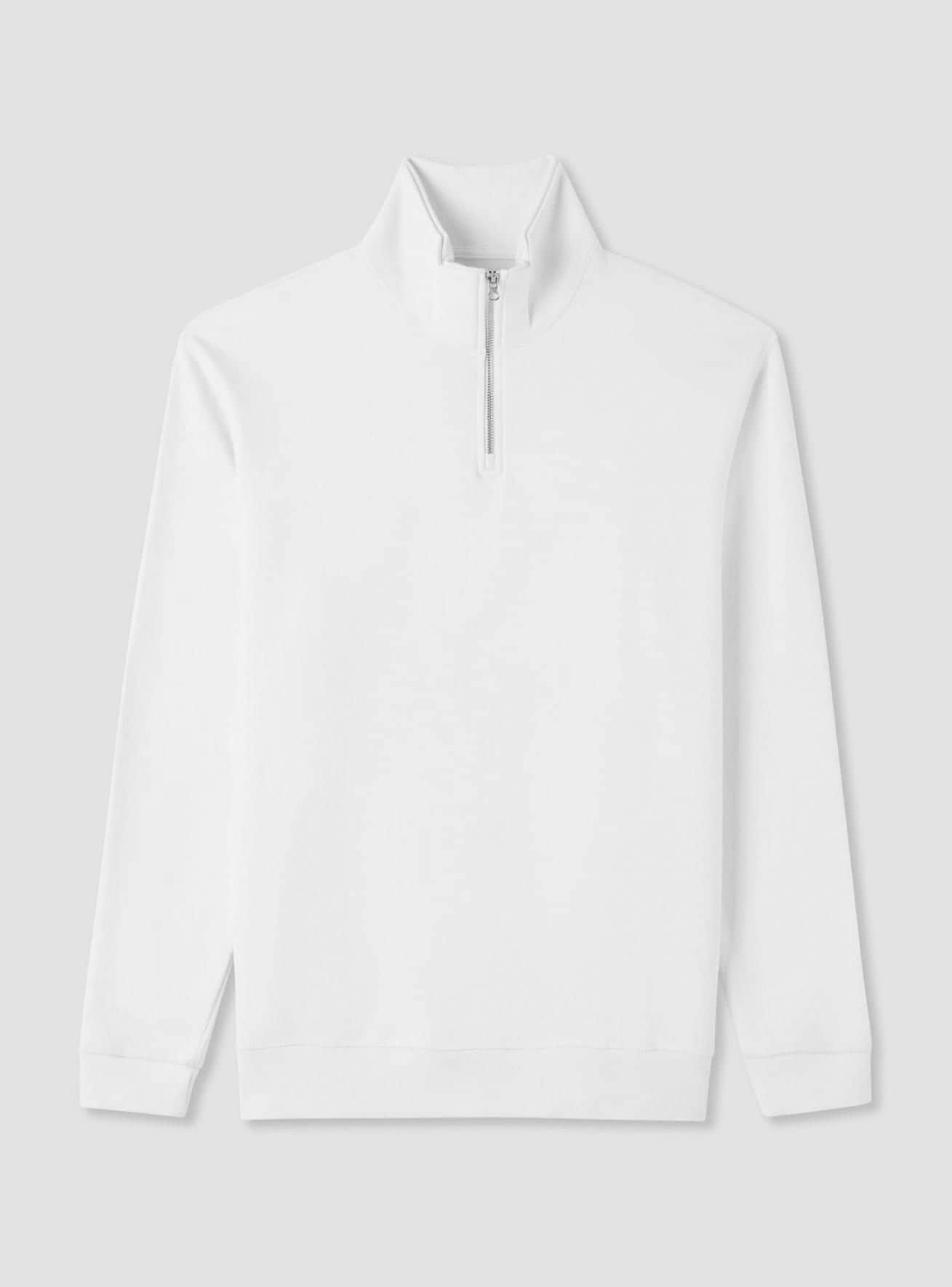 Blanco lana Sudadera camionera con cuello alto y cremallera