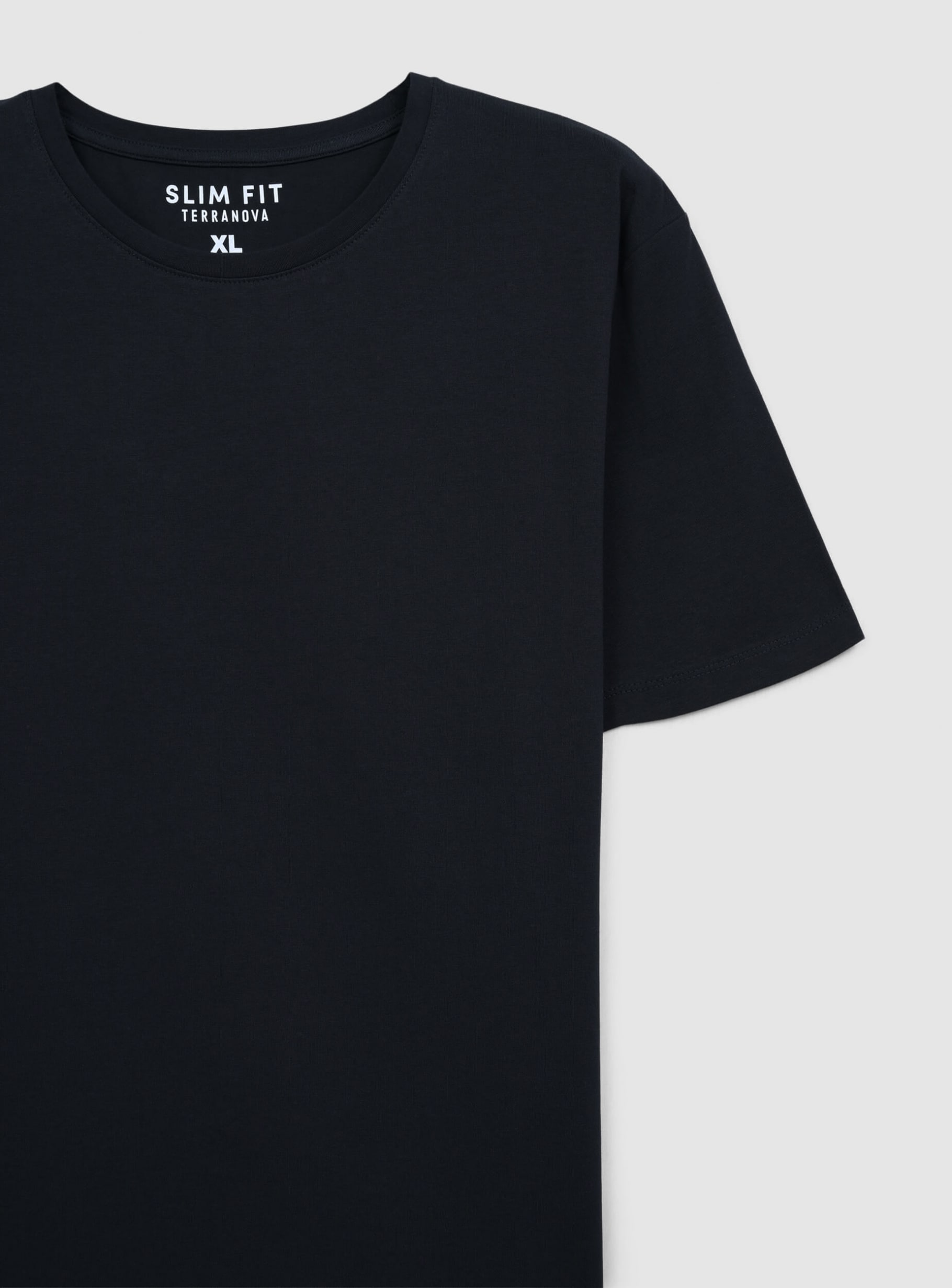 Slim fit plain colour T-shirt black Terranova