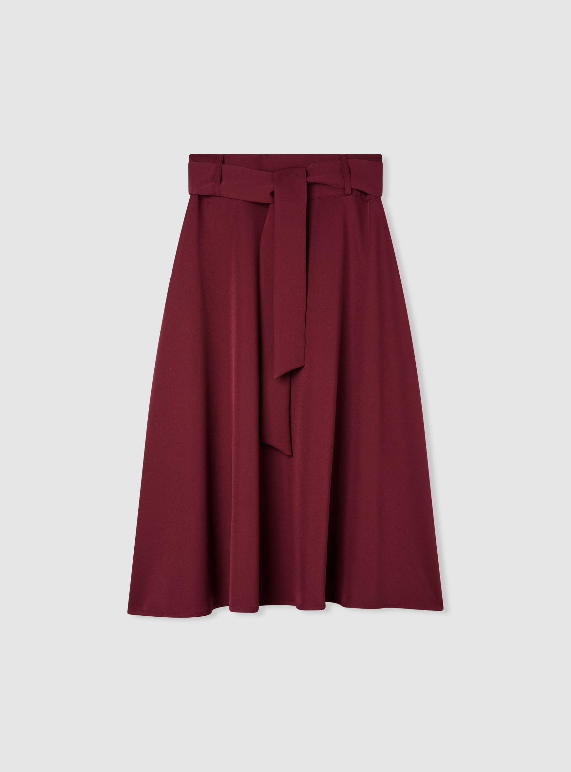 Bordeaux Long skirt with sash belt - Buy Online | Terranova