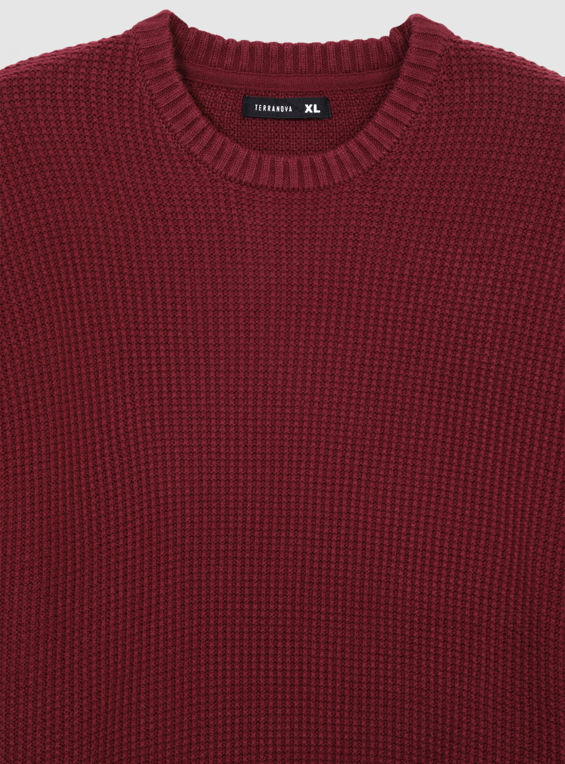 Bordeaux Heavy textured knit crew neck sweater - Buy Online
