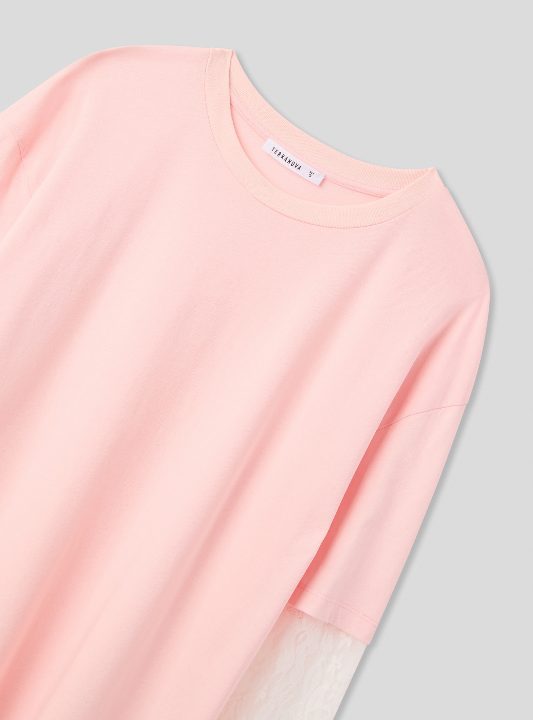 Pink Long-sleeve lace t-shirt - Buy Online | Terranova