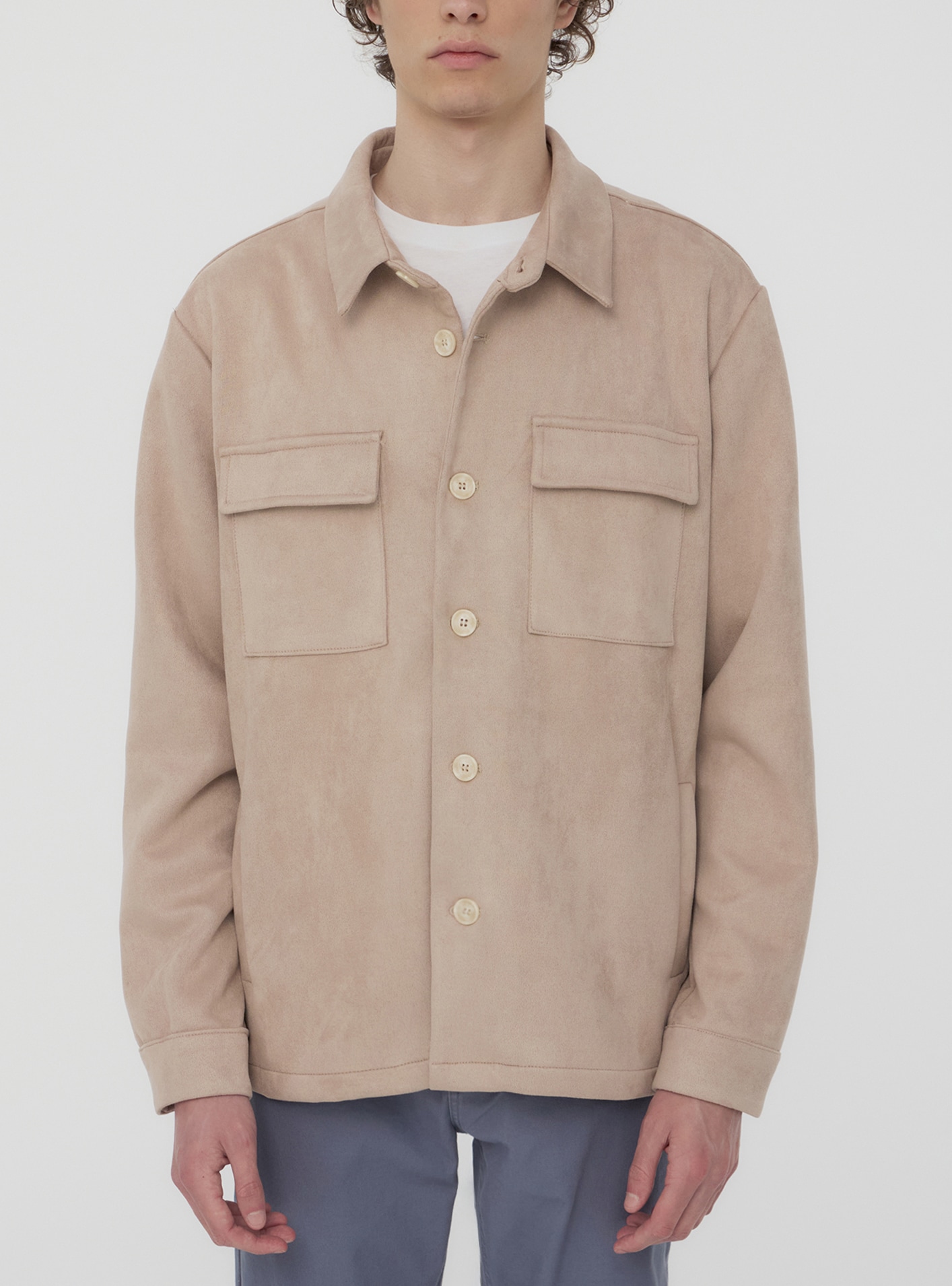 Denim-effect shacket shirt sand Terranova