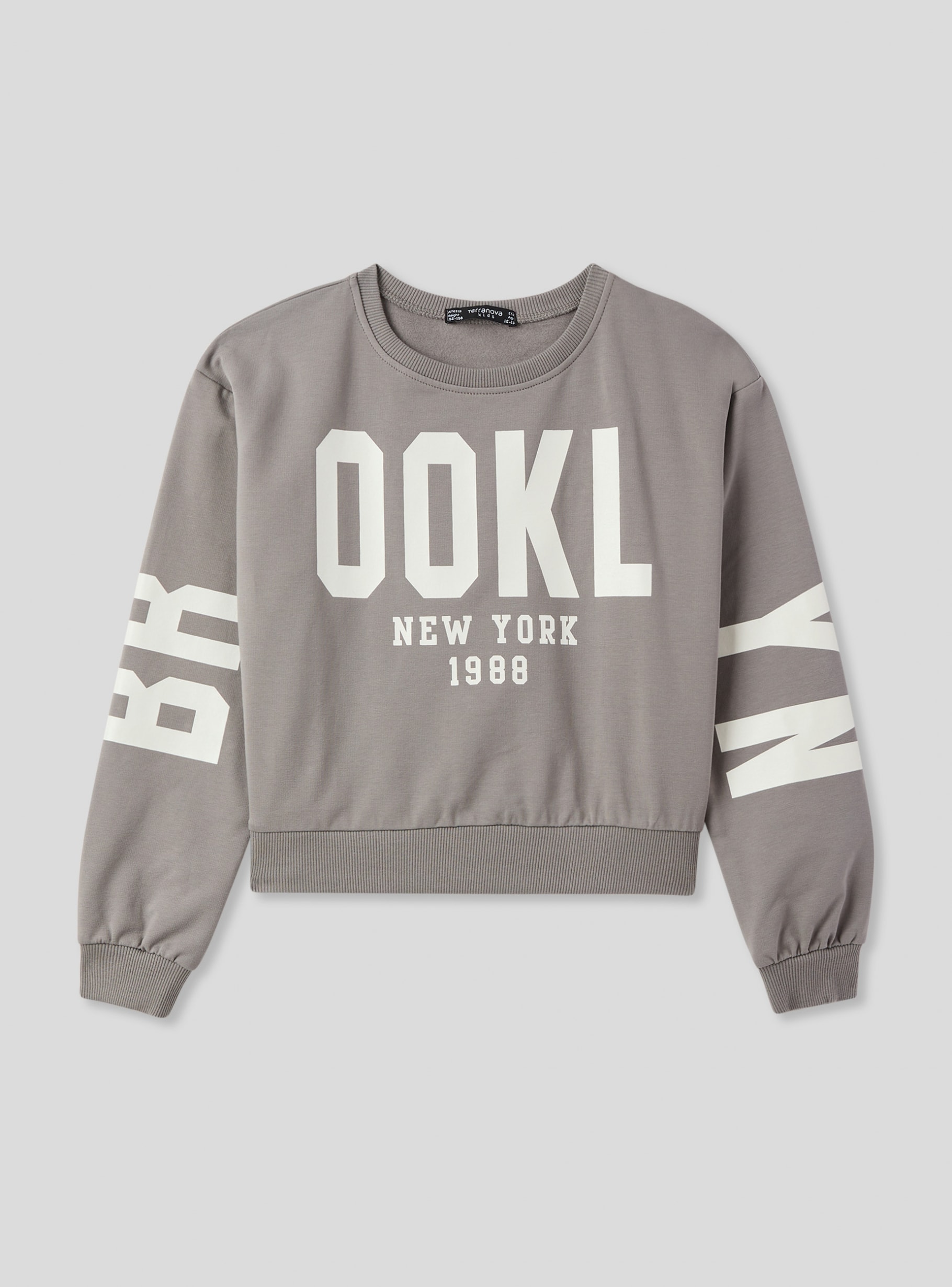 Grey Crop sweatshirt with writing, without hood - Buy Online Grey Crop sweatshirt with writing, without hood - Buy Online