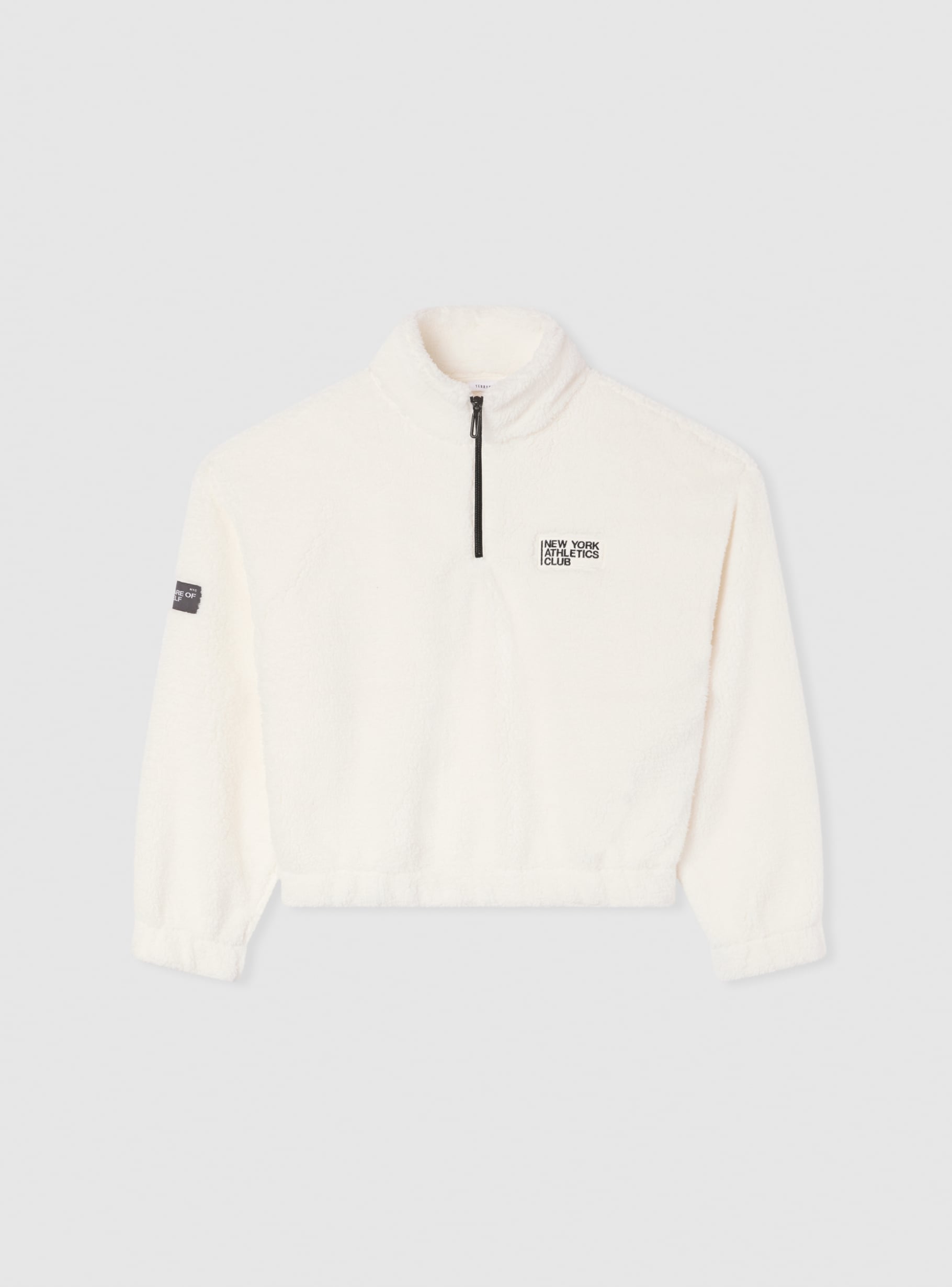 White wool Sherpa half-zip sweatshirt - Buy Online | Terranova