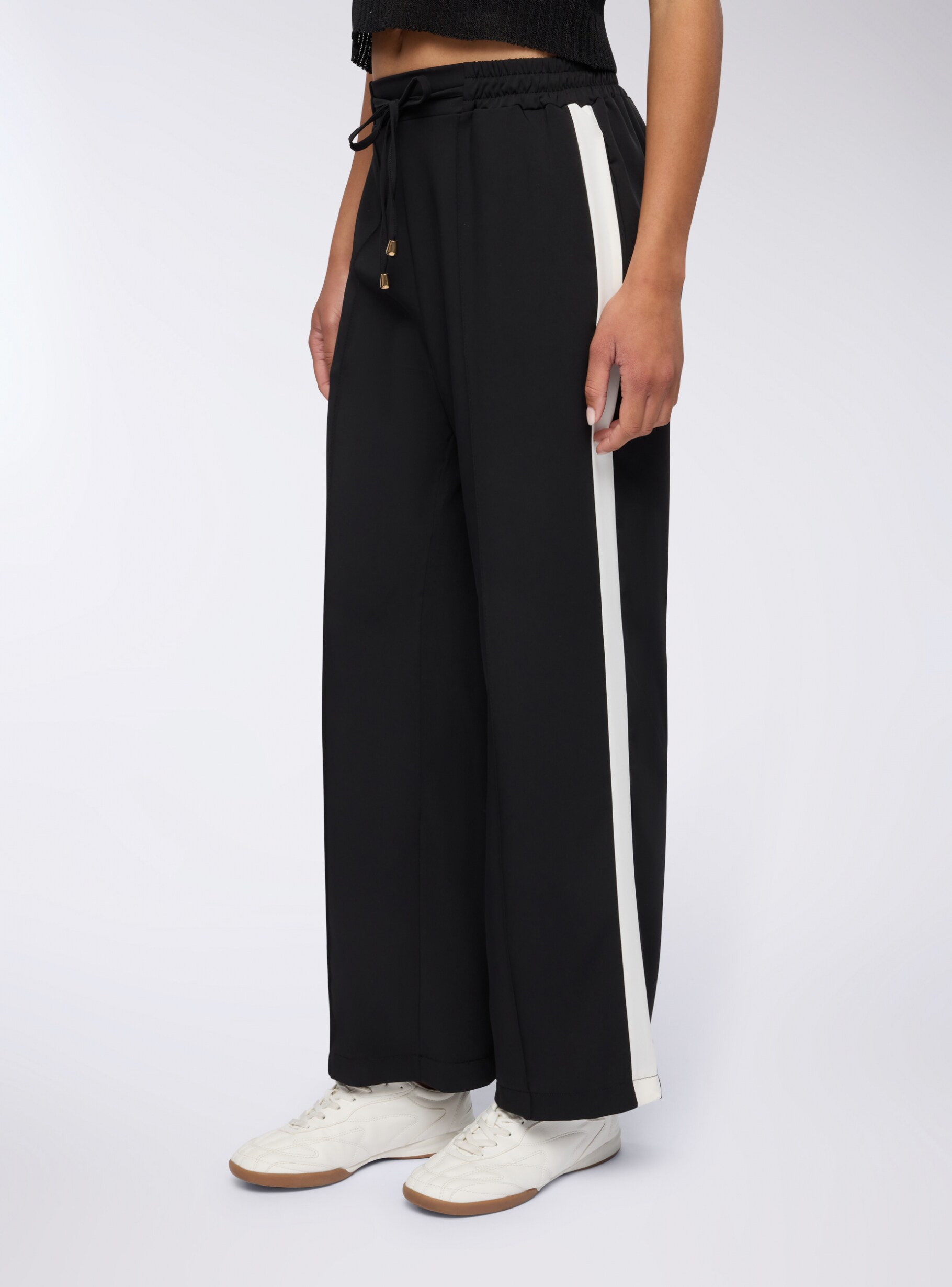 Black Wide-leg trousers with side stripe - Buy Online