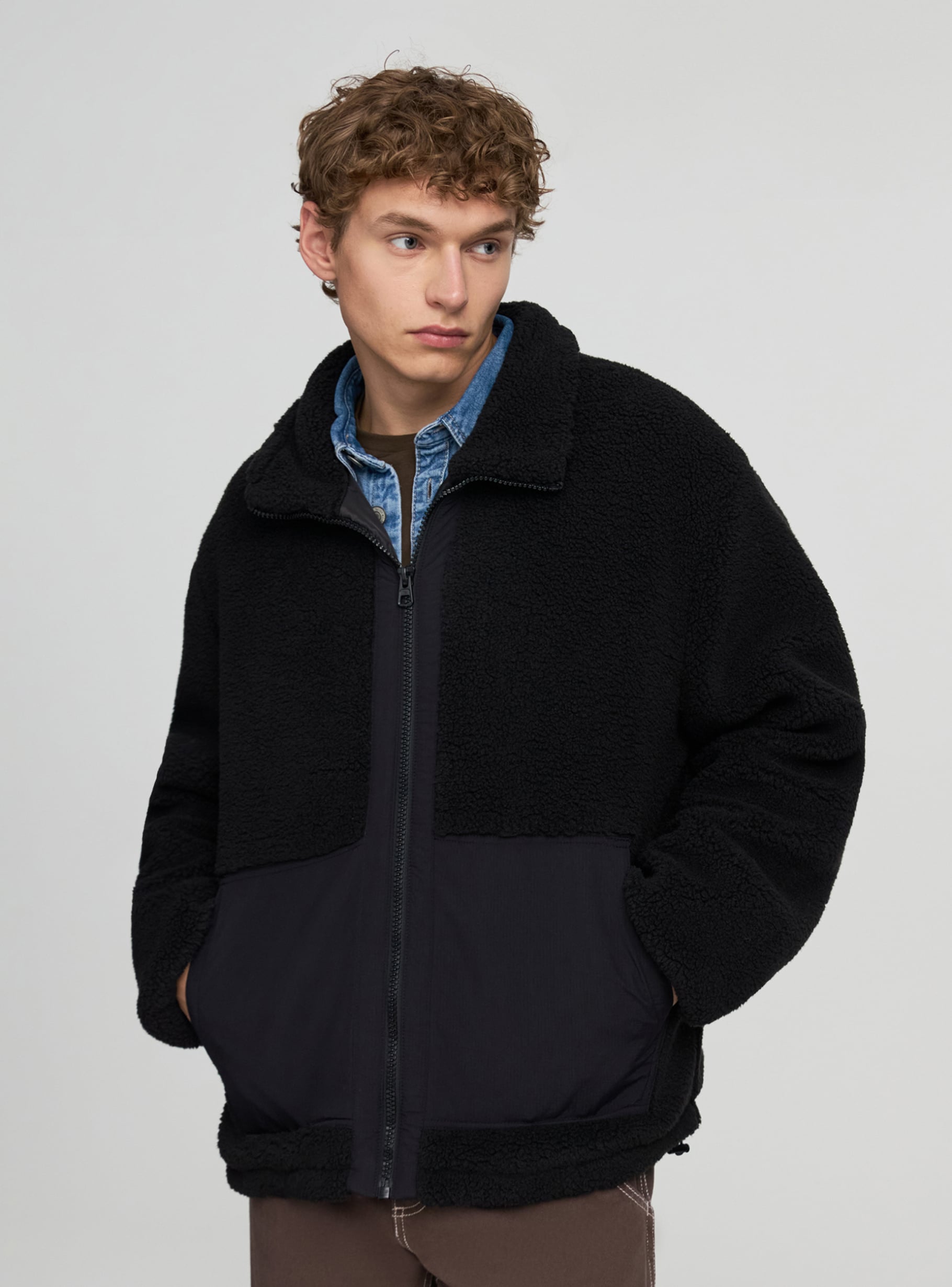 Clothing Mens Sherpa Ardene Sherpa Jacket Black Sherpa Jacket With - Main Image