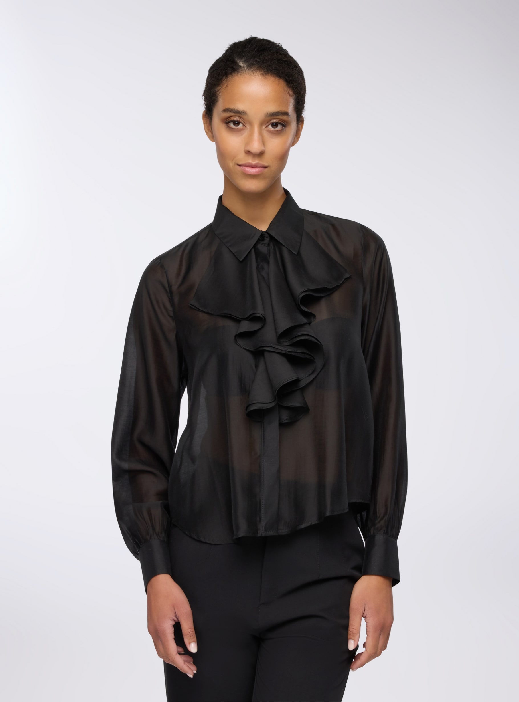 Black Shirt with ruffles - Buy Online | Terranova