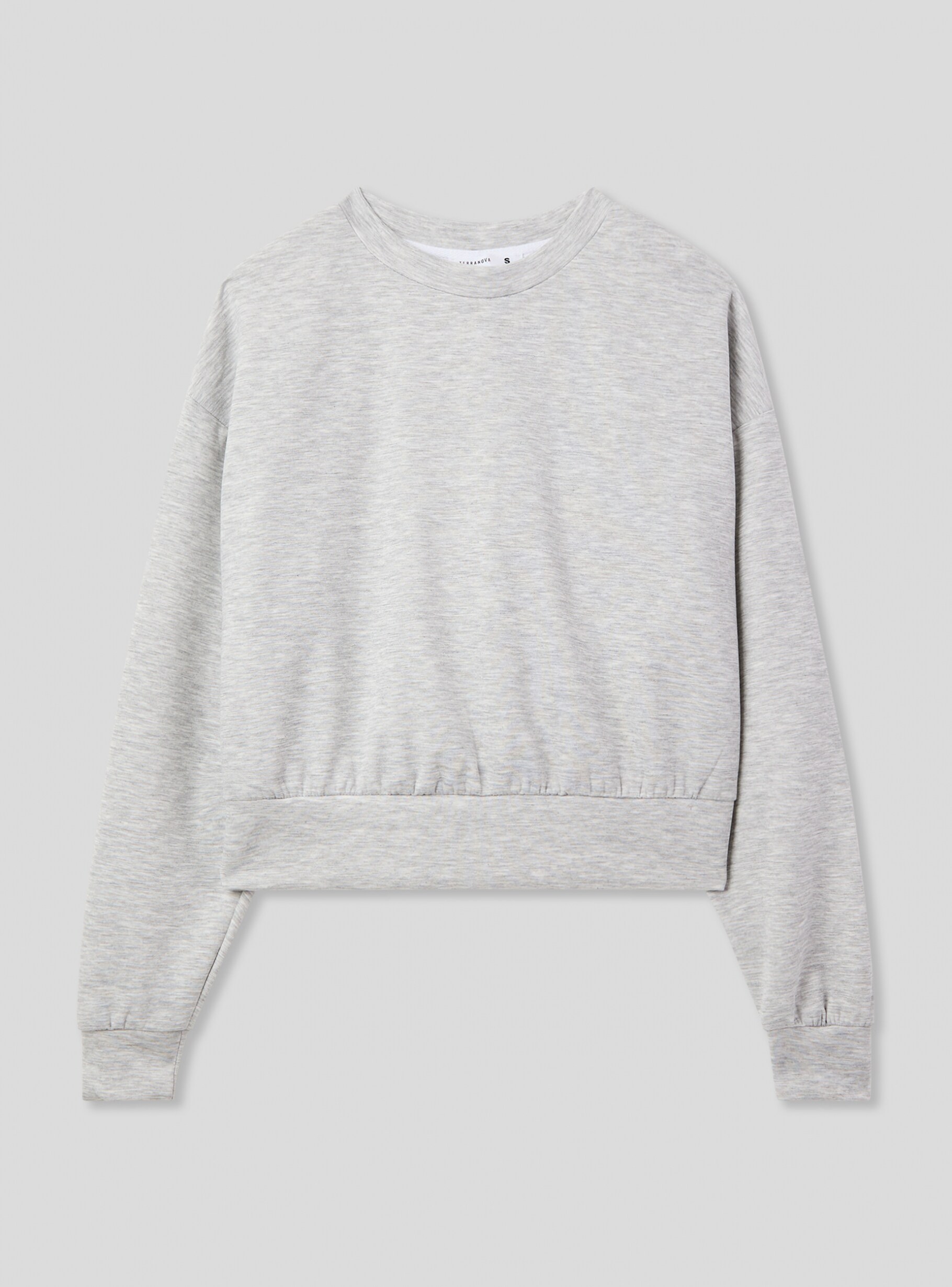 Light grey melange Basic sweatshirt without hood - Buy