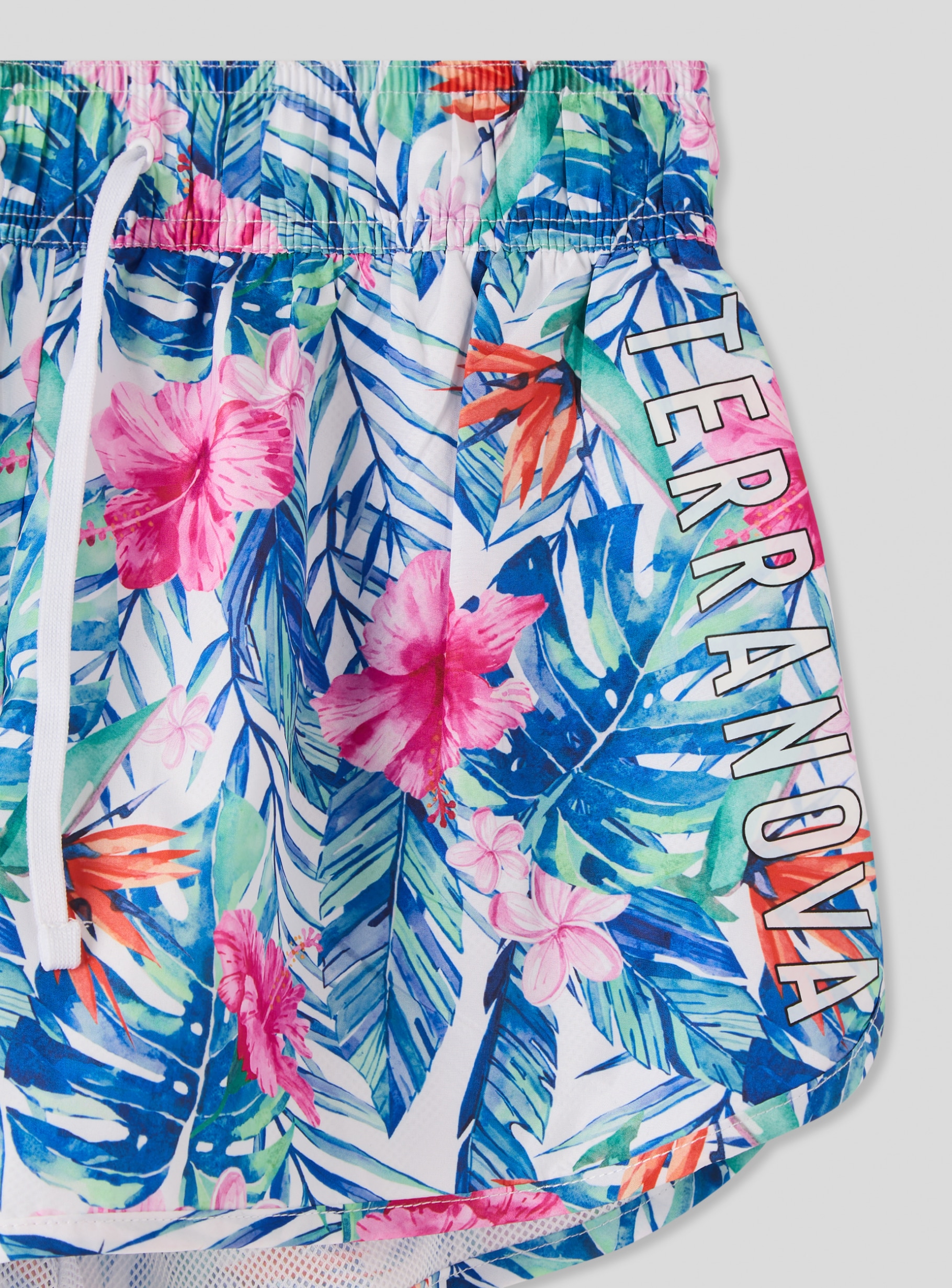 Optical white Tropical print swim shorts with logo - Buy