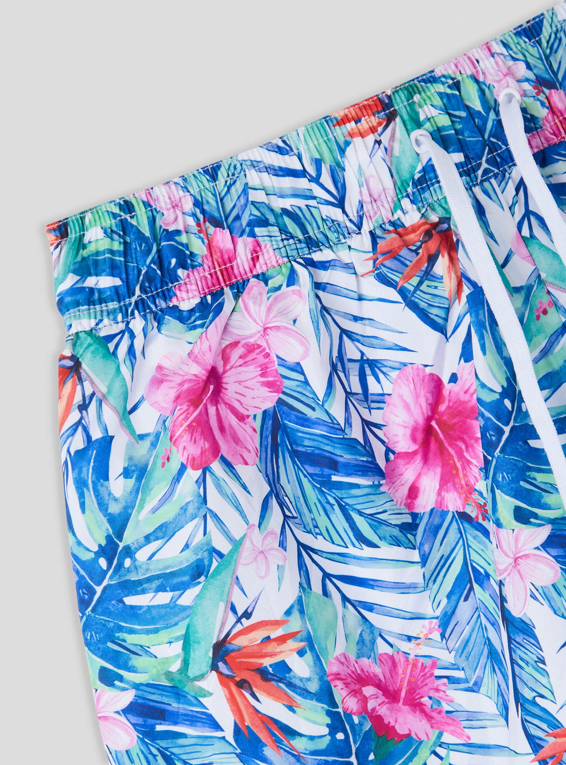 Optical white Tropical print swim shorts with logo - Buy