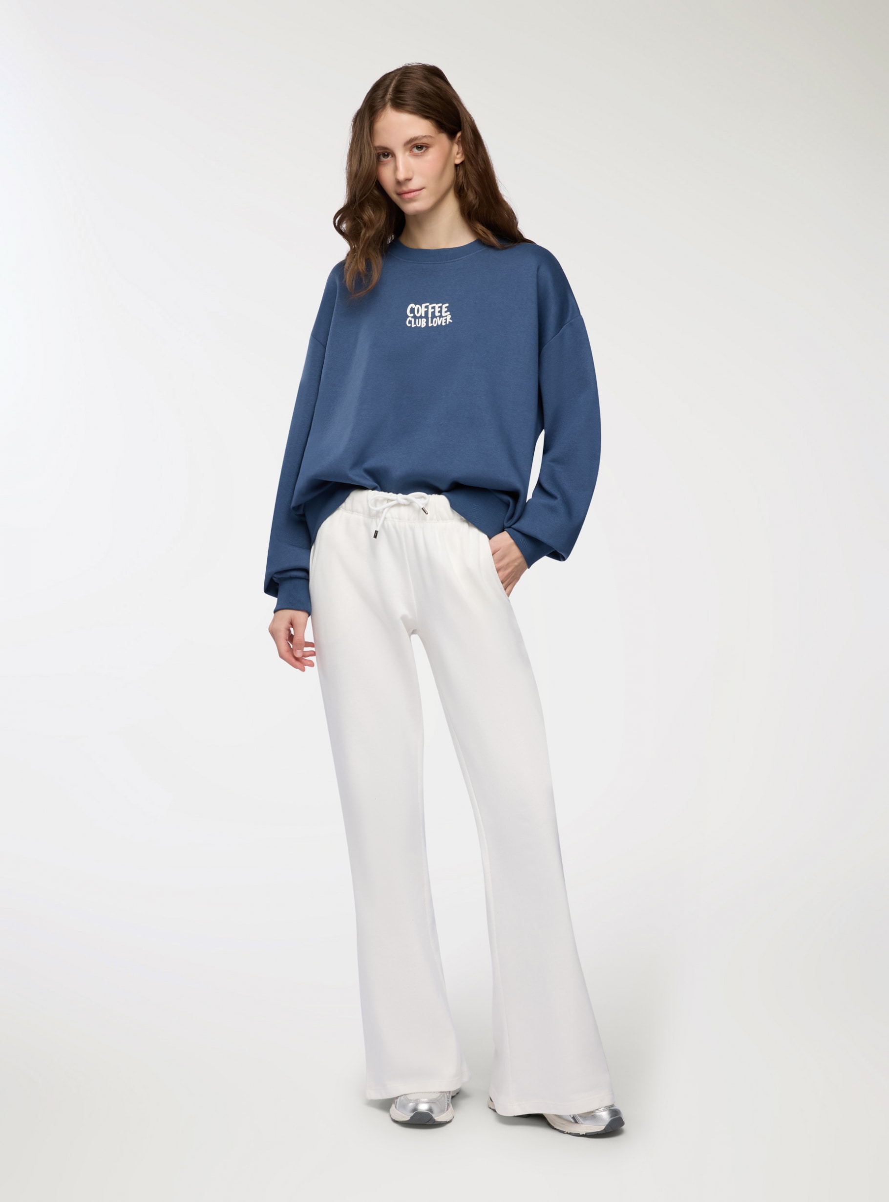 White wool Plain Long Gym Trousers Buy Online Terranova