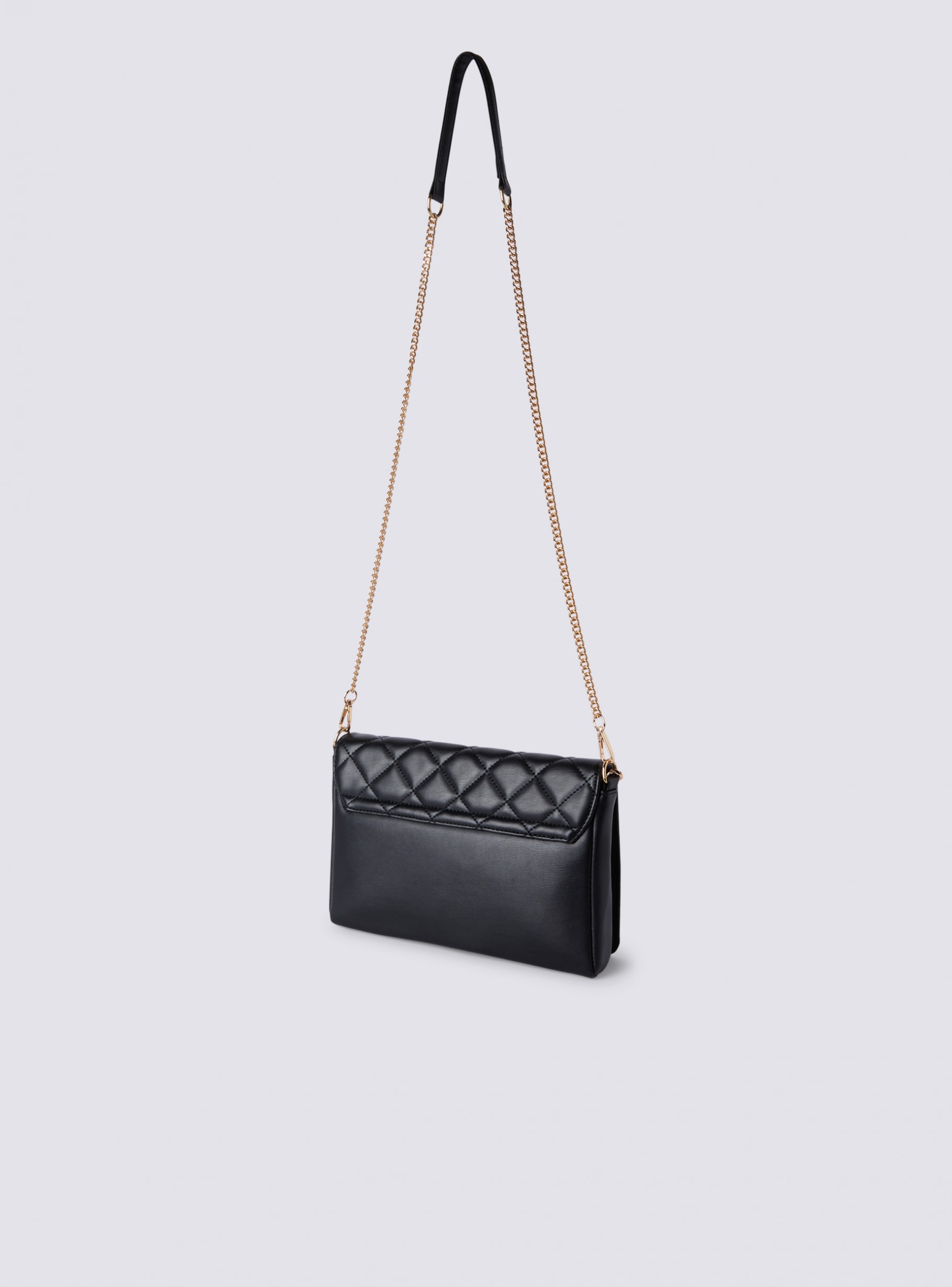 Black Matelassé faux leather shoulder bag - Buy Online