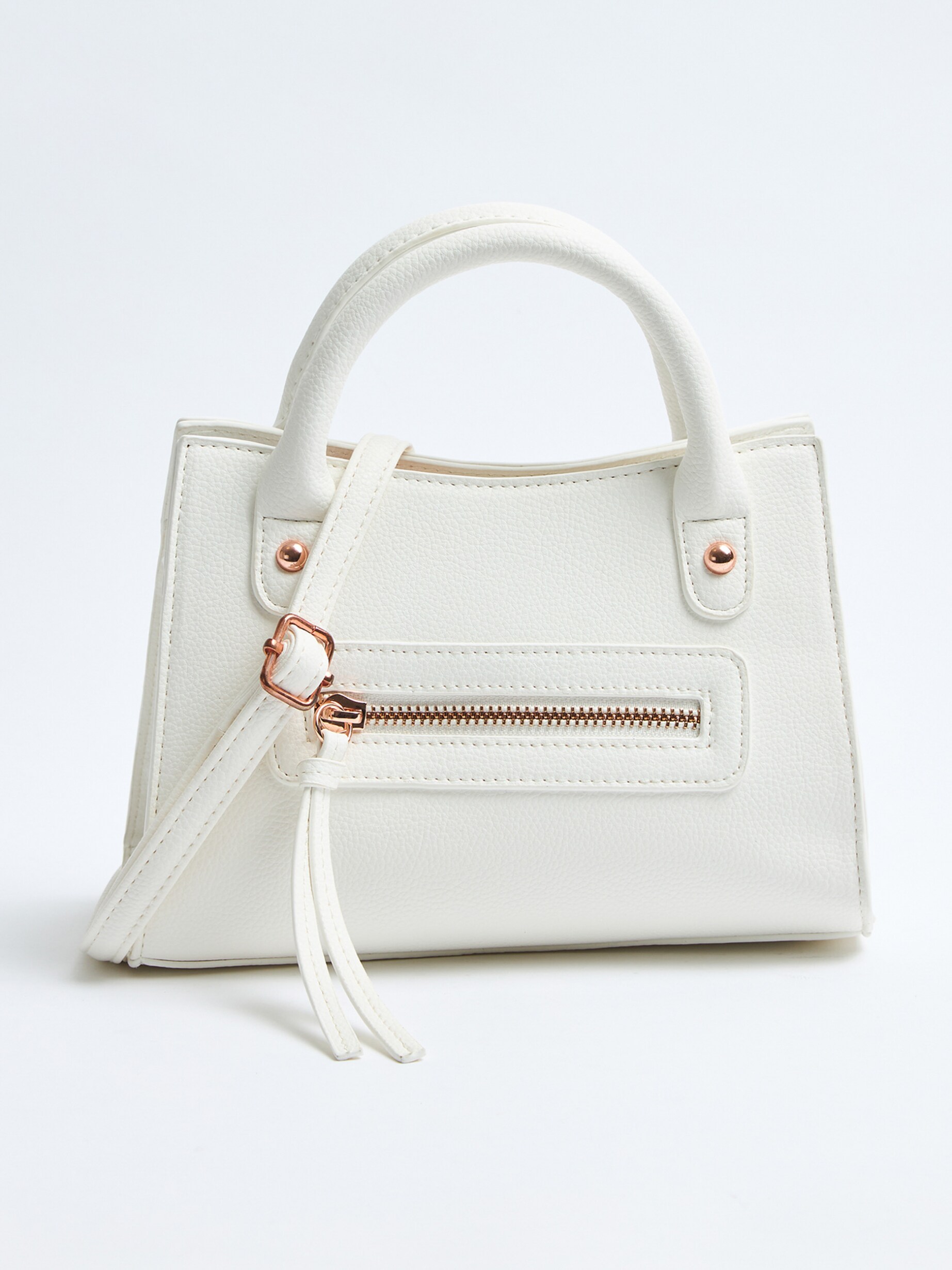 White wool Imitation leather bag with zip Buy Online Terranova