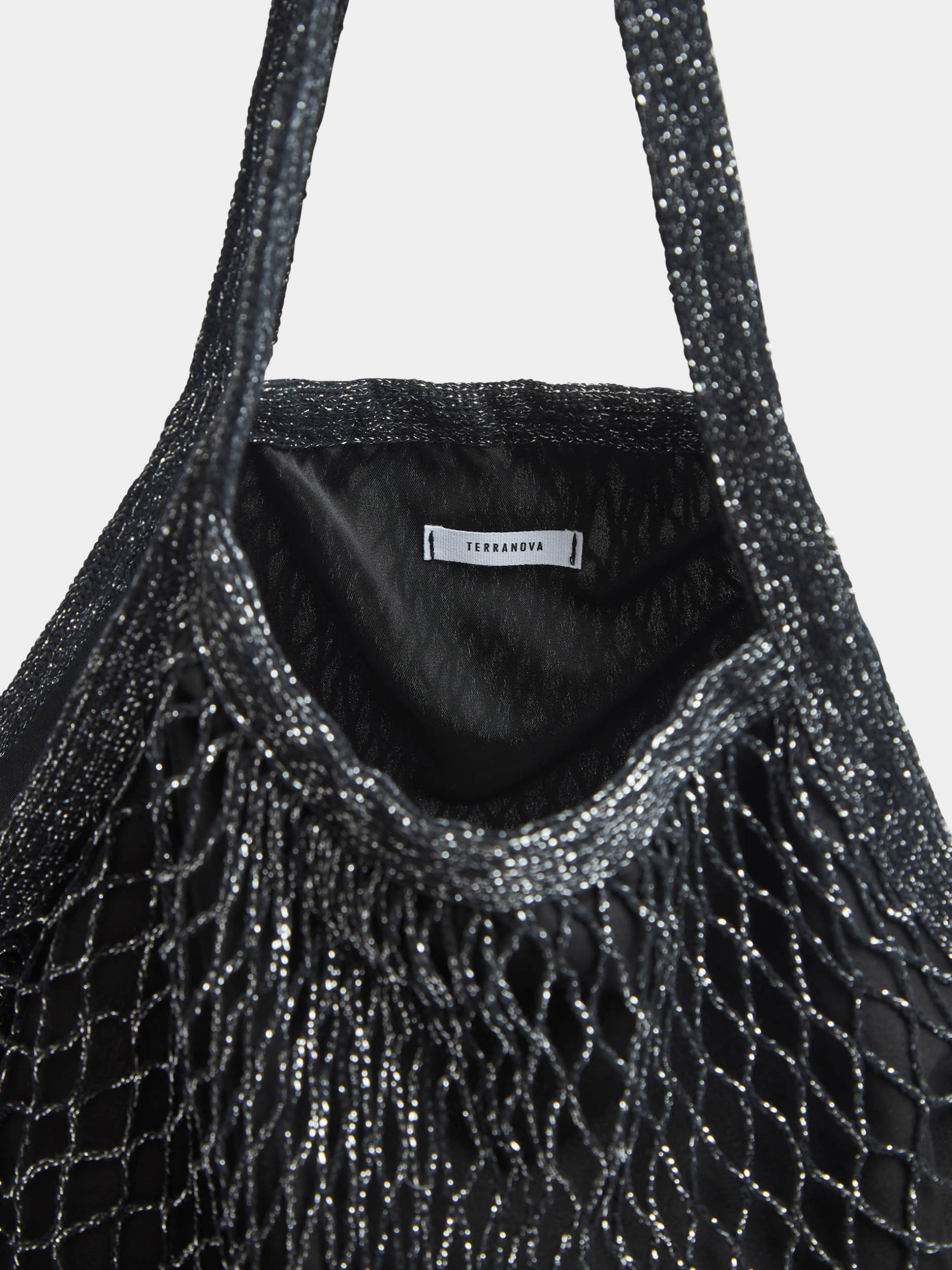 Black Mesh bag with lining. - Buy Online | Terranova