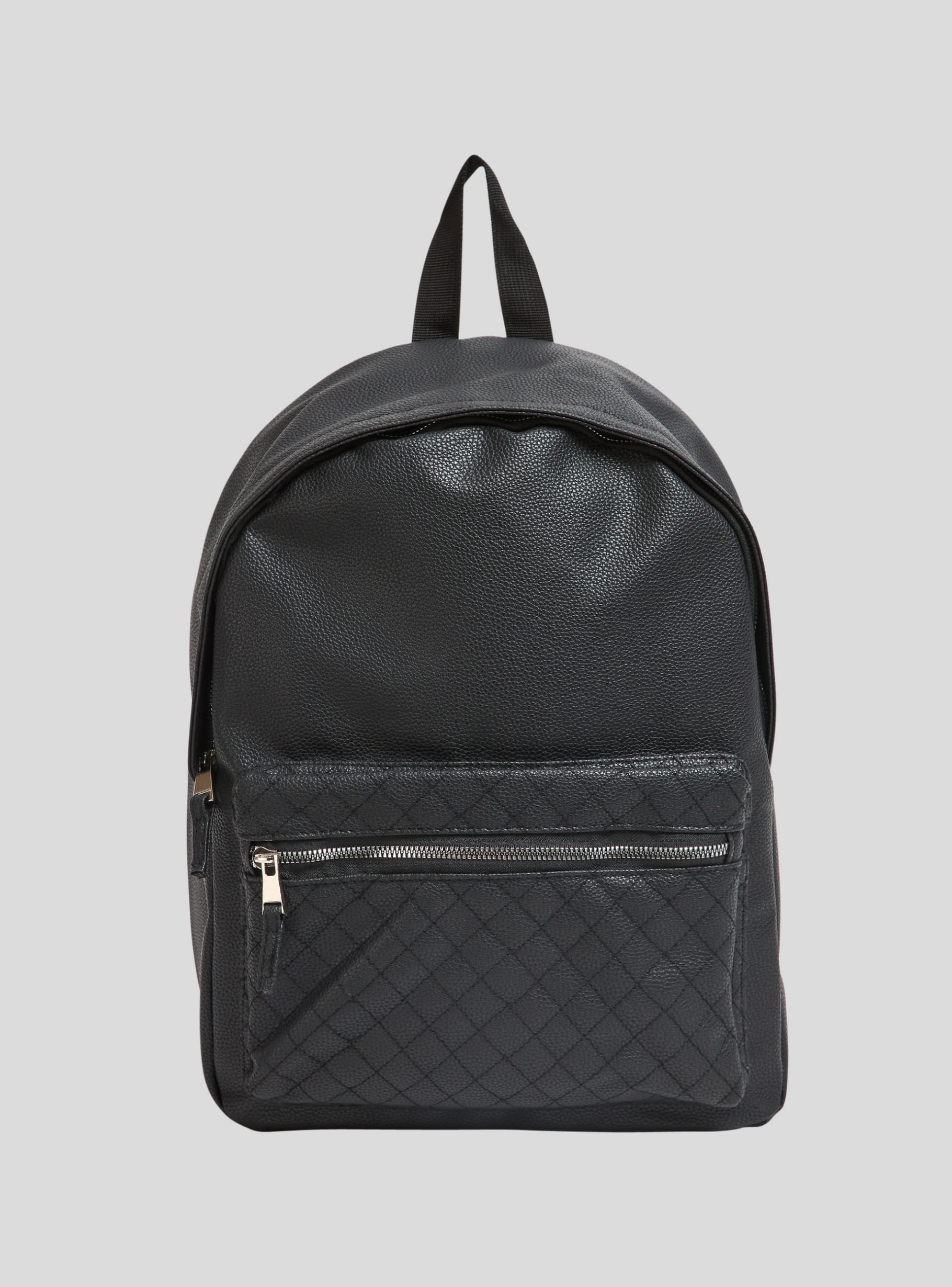 Black faux leather rucksack discount
