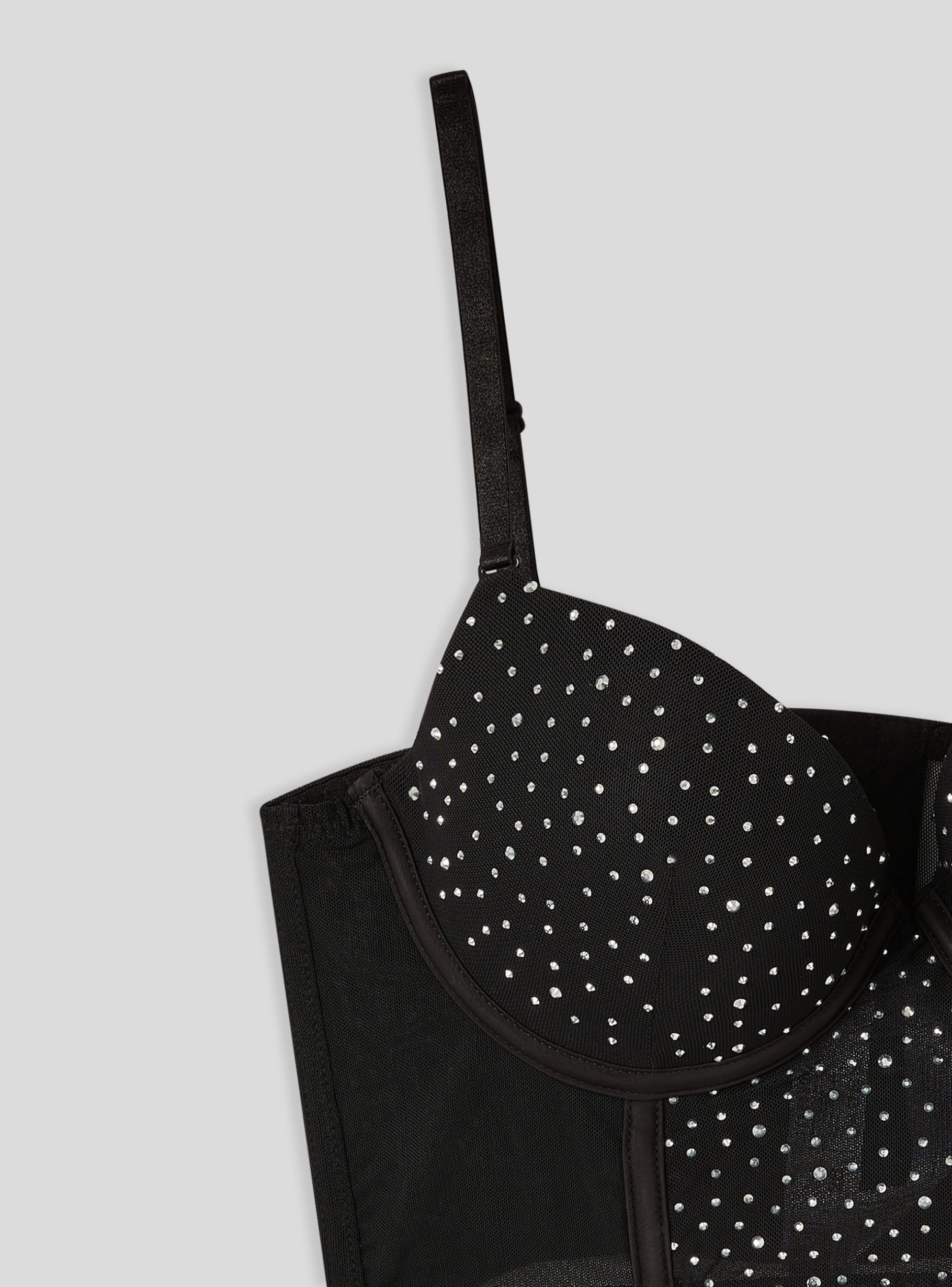Black Push-up corset with rhinestones - Buy Online | Terranova
