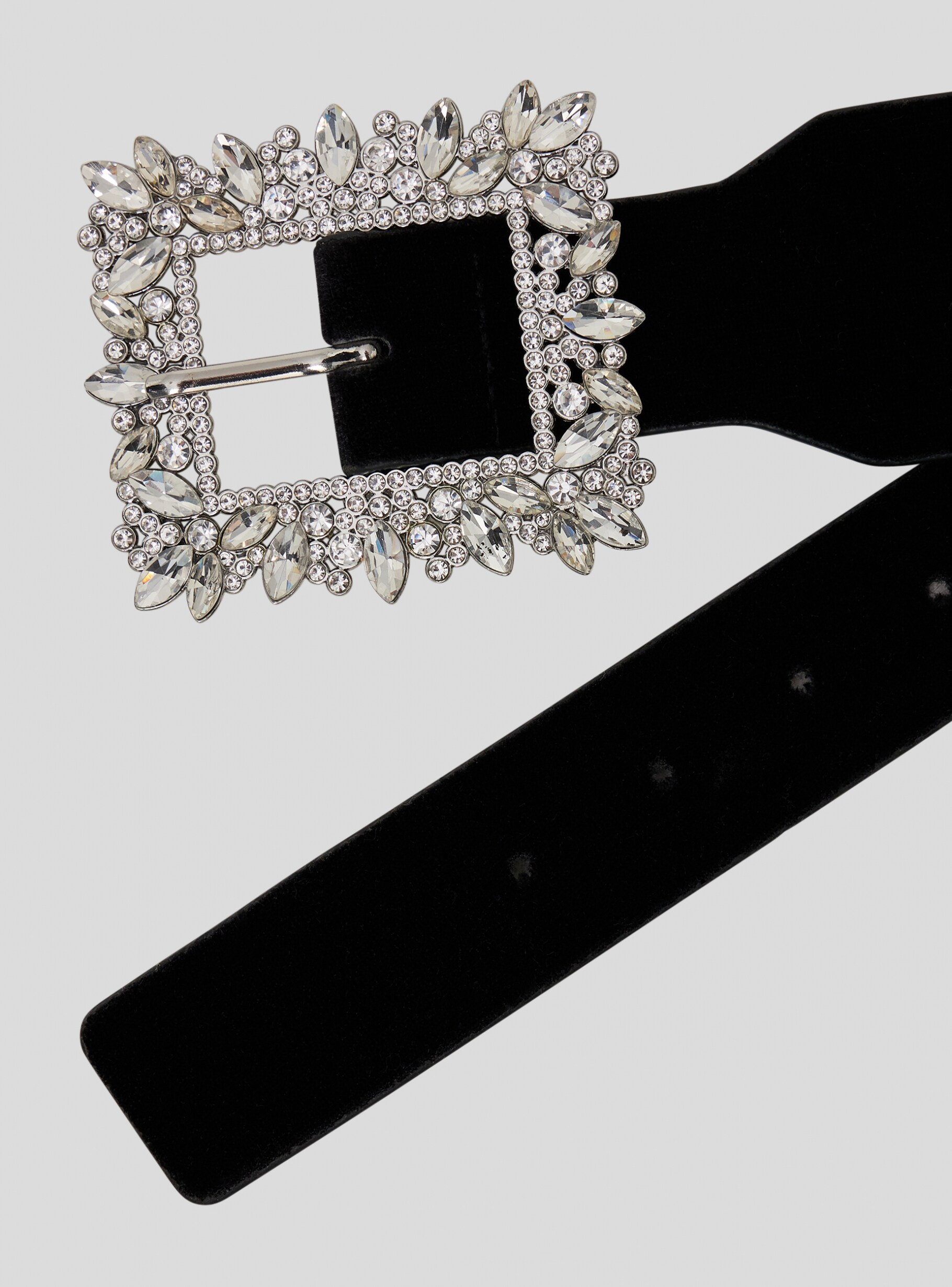 Black Wide belt with a rhinestone buckle Buy Online Terranova