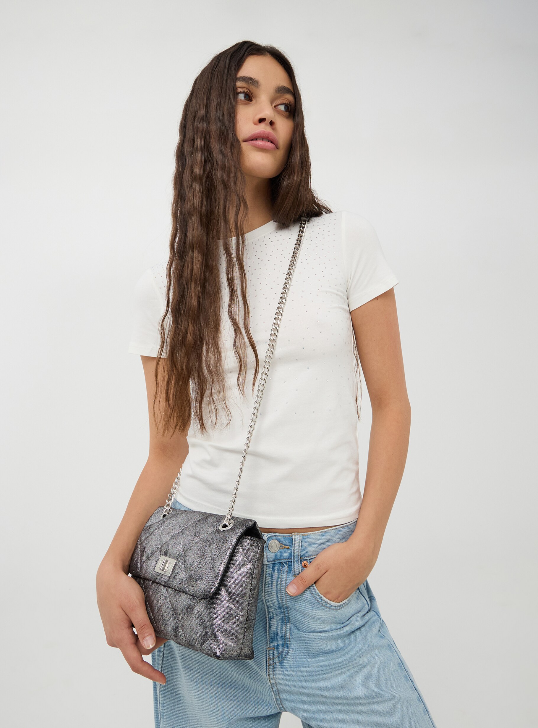 Silver Quilted crossbody bag - Buy Online | Terranova
