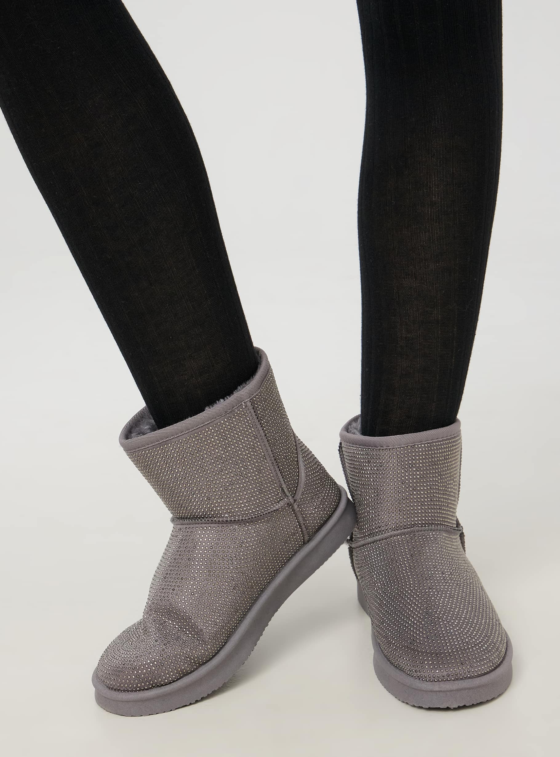 Grey fur lined boots sale