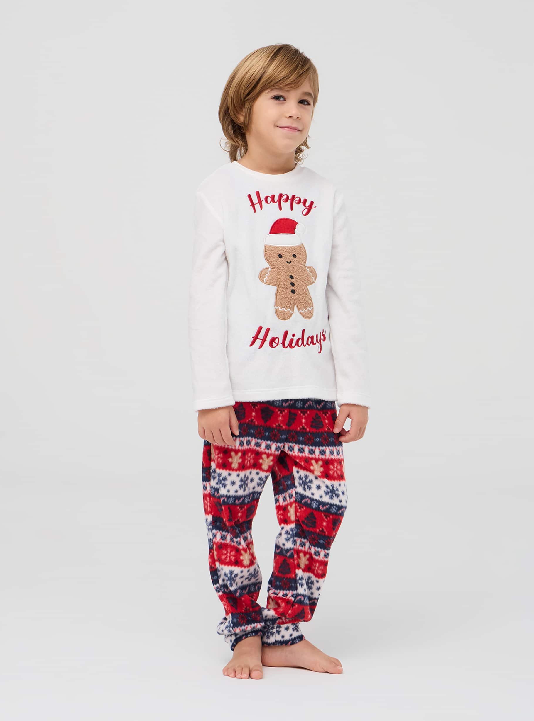White wool Christmas pyjama set in heavy fabric Buy Online Terranova