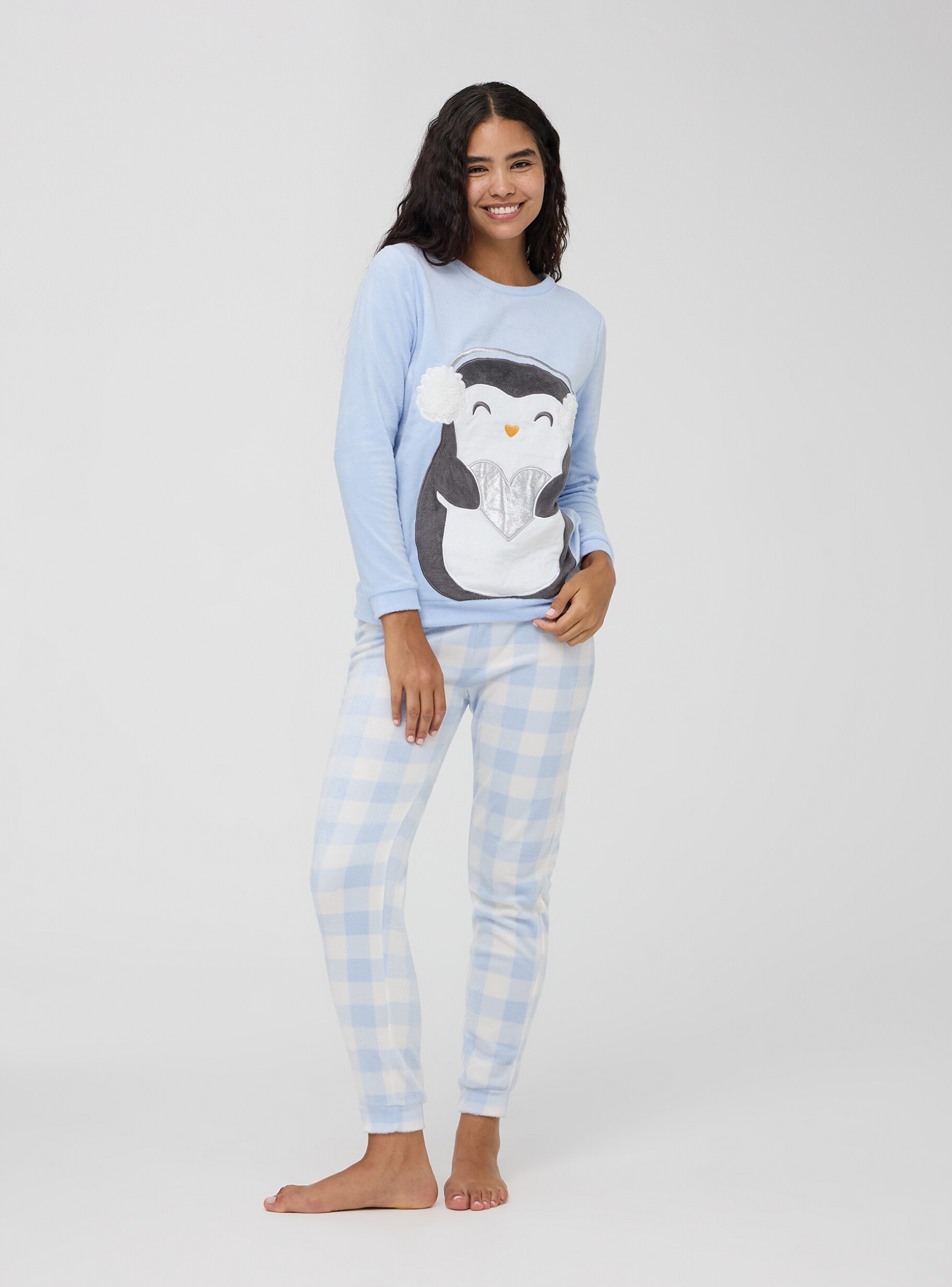 Sky blue Penguin pyjama set in heavy fabric Buy Online Terranova