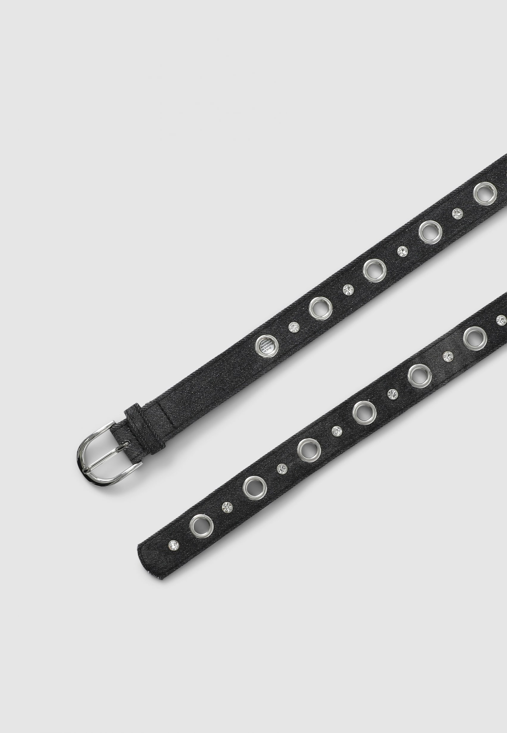 【U LAN】denim one-eyelet belt Black Denim belt with rhinestones - Buy Online | Terranova