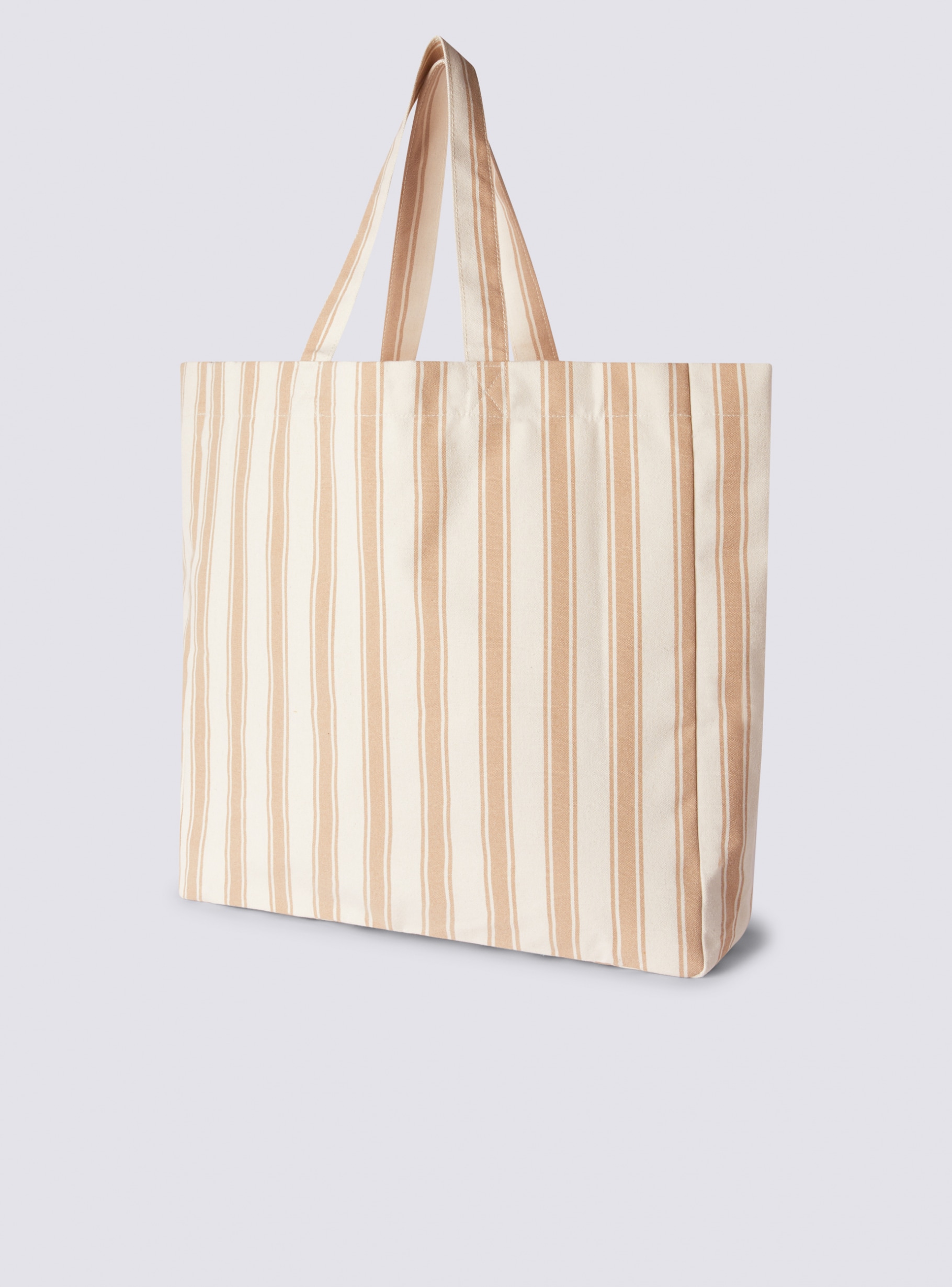 Var beige Large striped shopper bag with logo - Buy Online