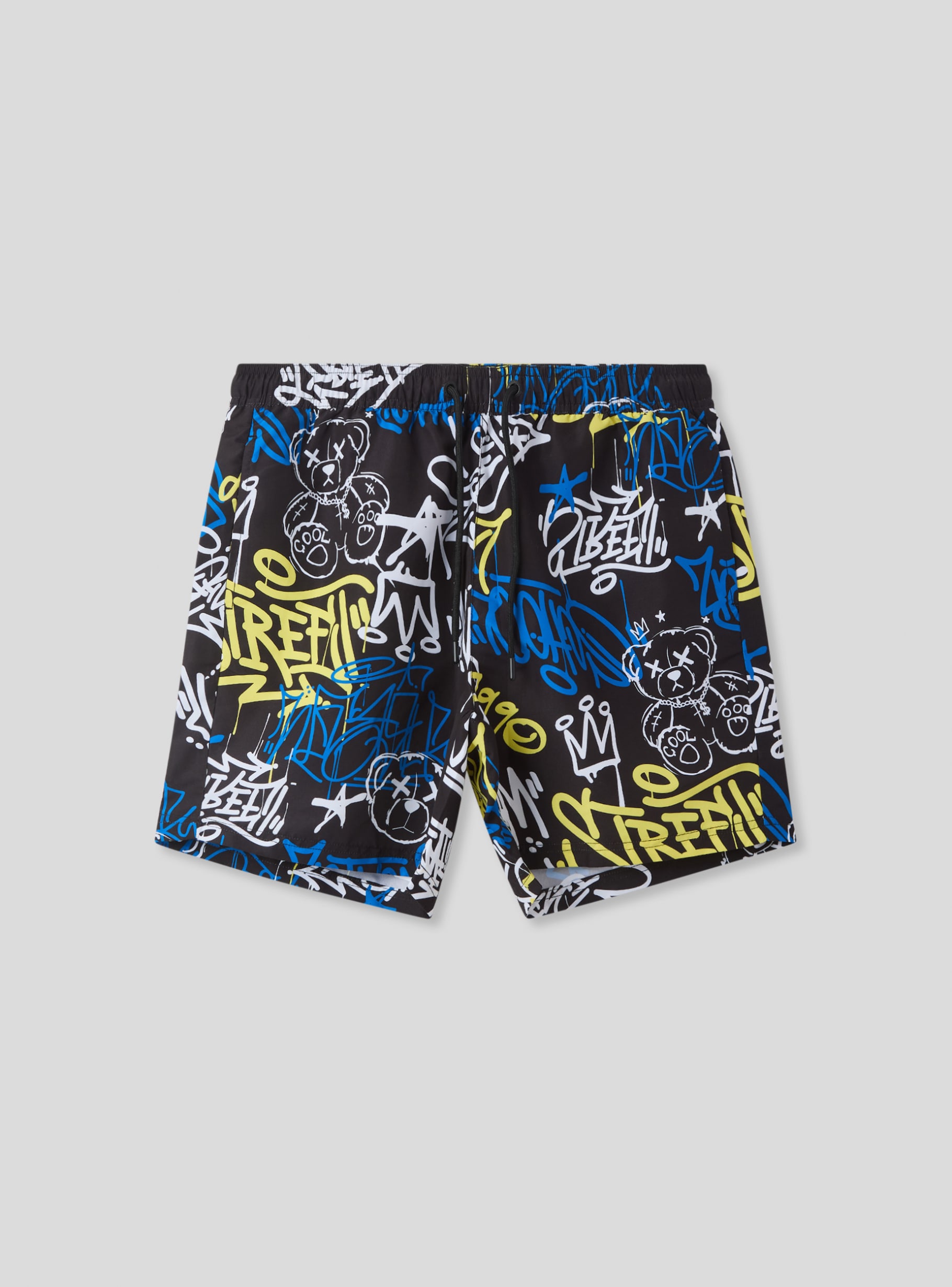 Var black Graffiti print sea bermuda shorts - Buy Online
