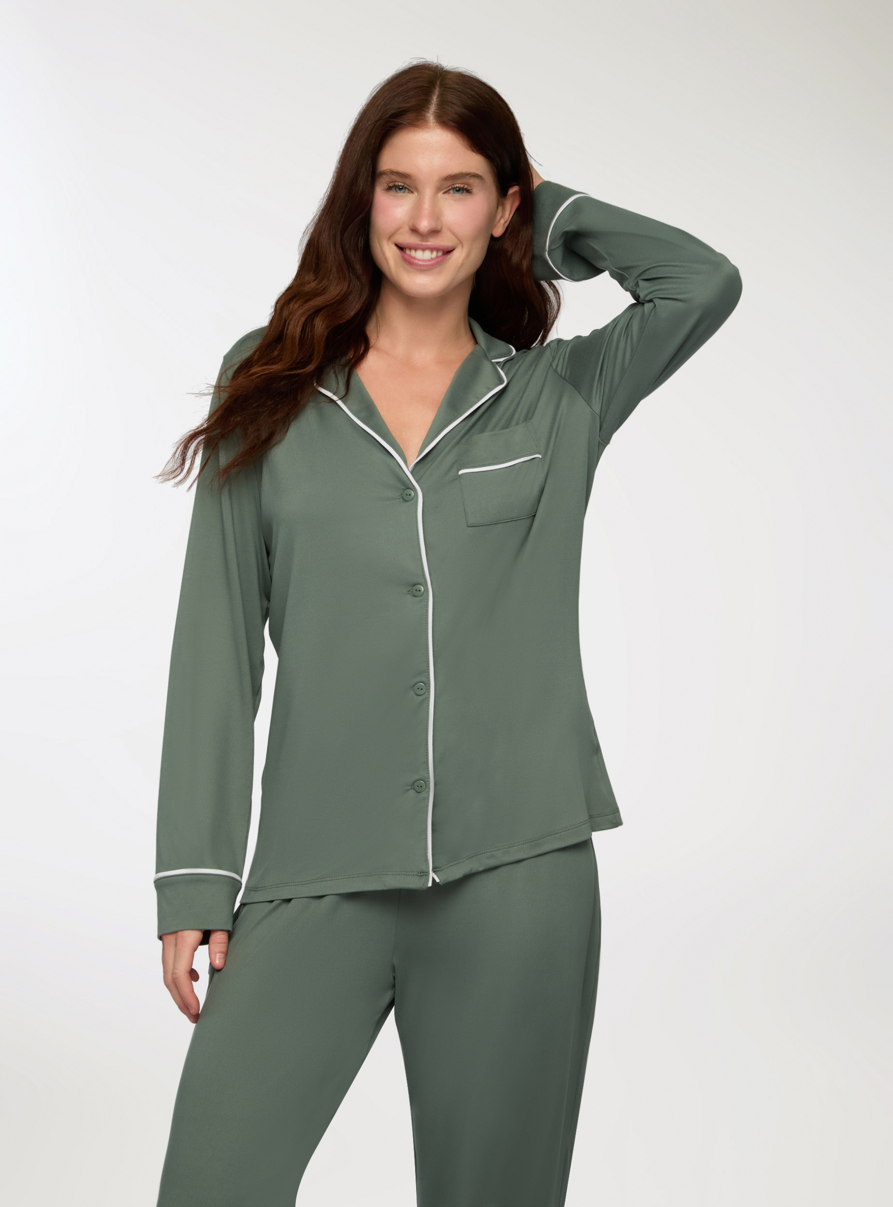 Pyjama Pour Femmes Seniors, Décontracté, Uni, Long, Pantalon