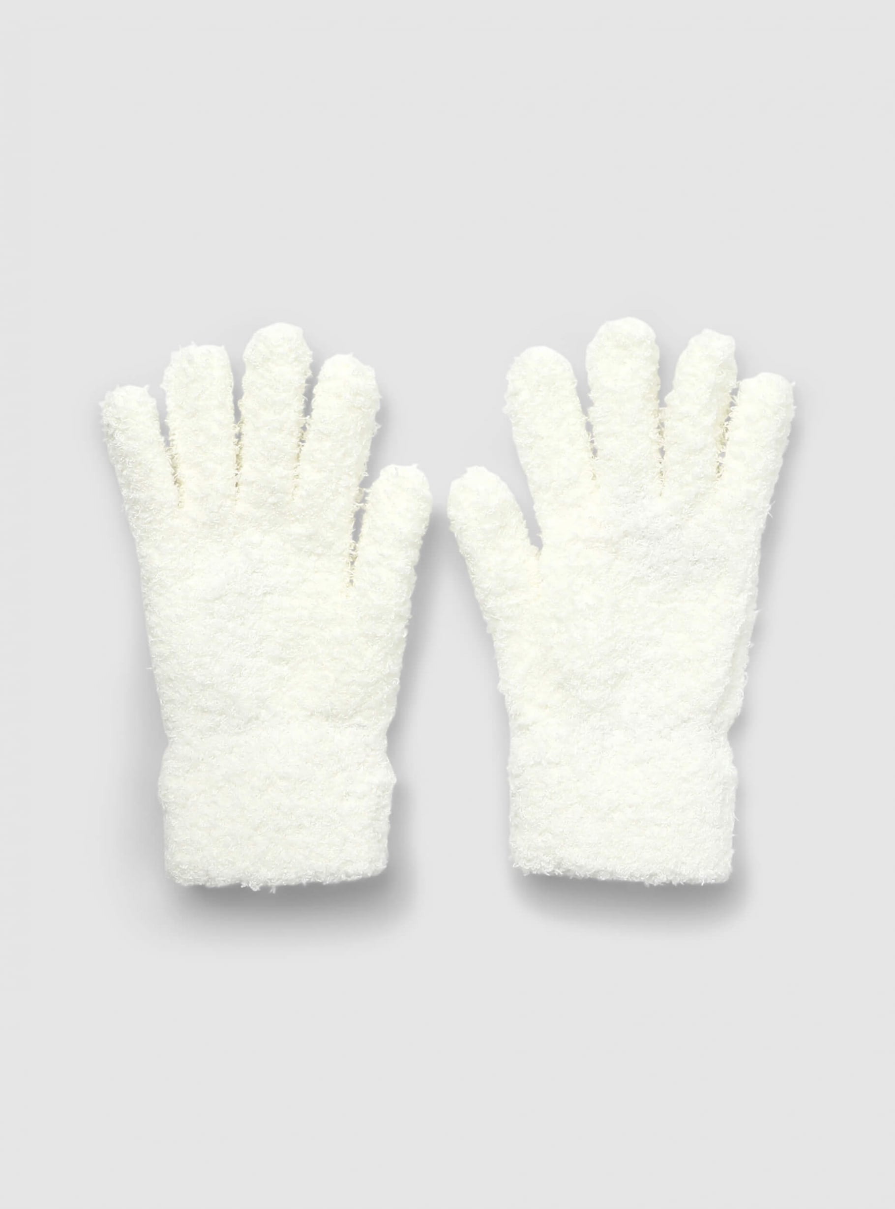 Soft five-finger gloves white wool Terranova