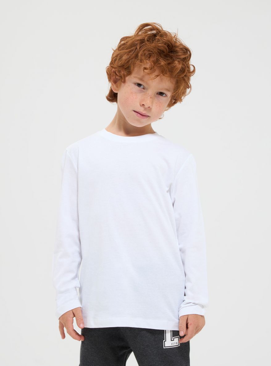 Maglia a maniche lunghe con stampe cool Bonprix Bambino Abbigliamento Top e t-shirt T-shirt T-shirt a maniche lunghe Bianco 