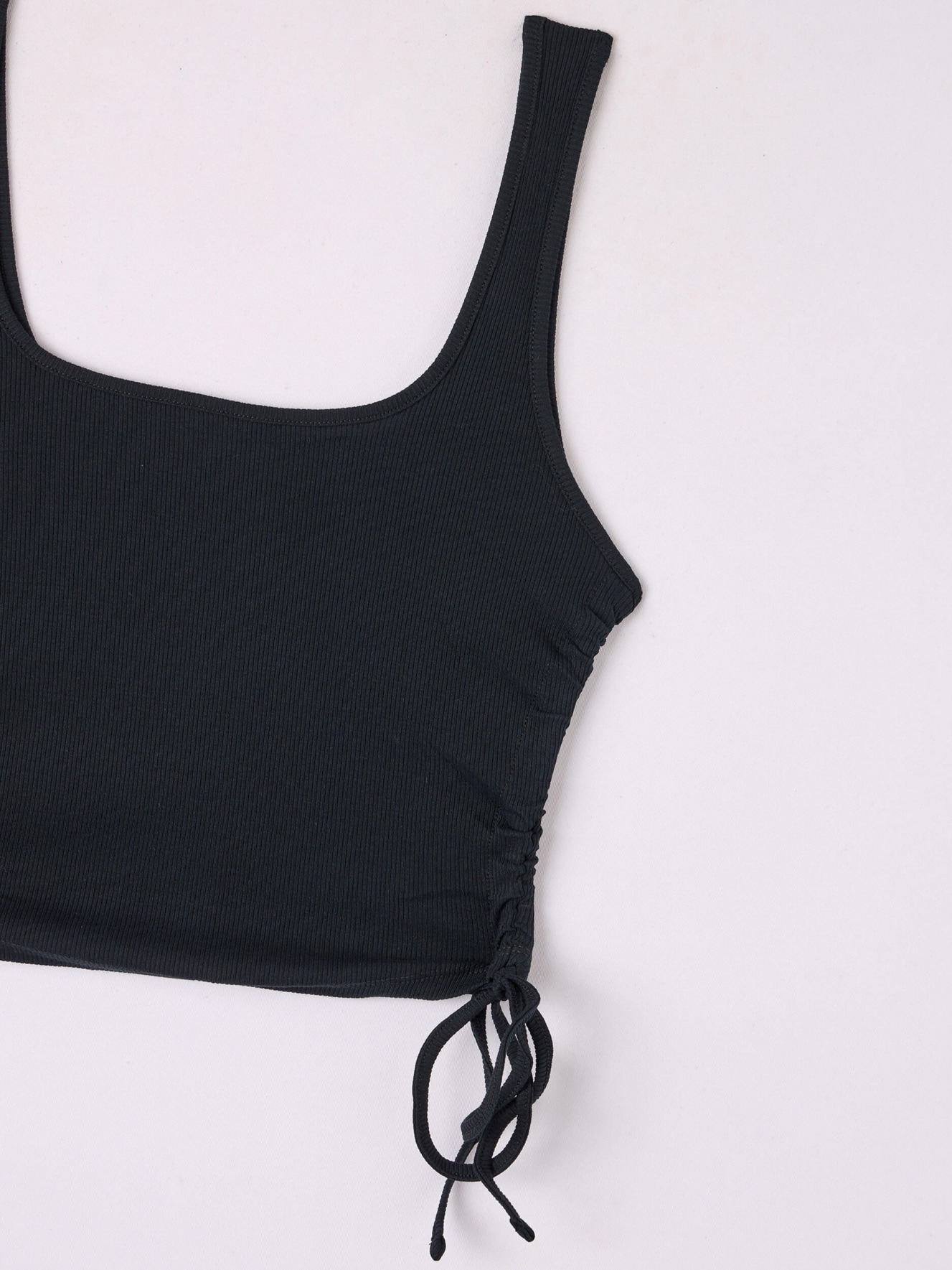 Tank top with side gathering black | Terranova