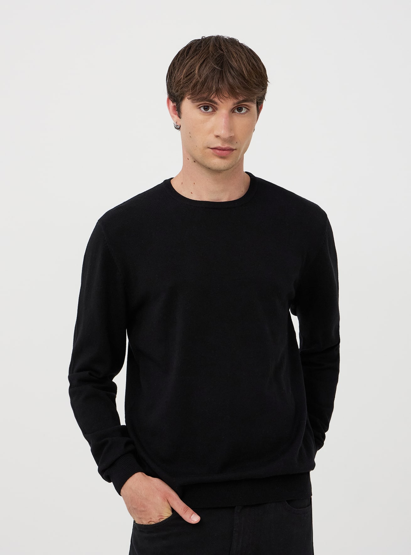 Black Single colour cotton crew neck top Buy Online Terranova
