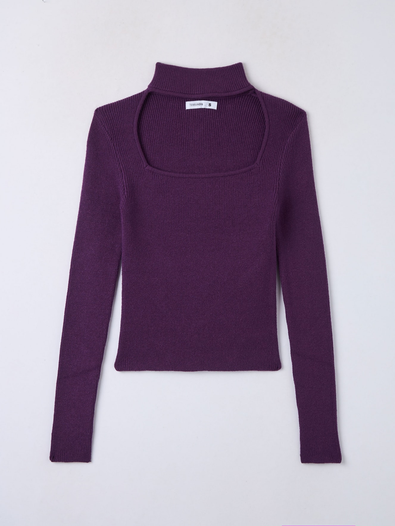 Maglia con collo choker viola Terranova