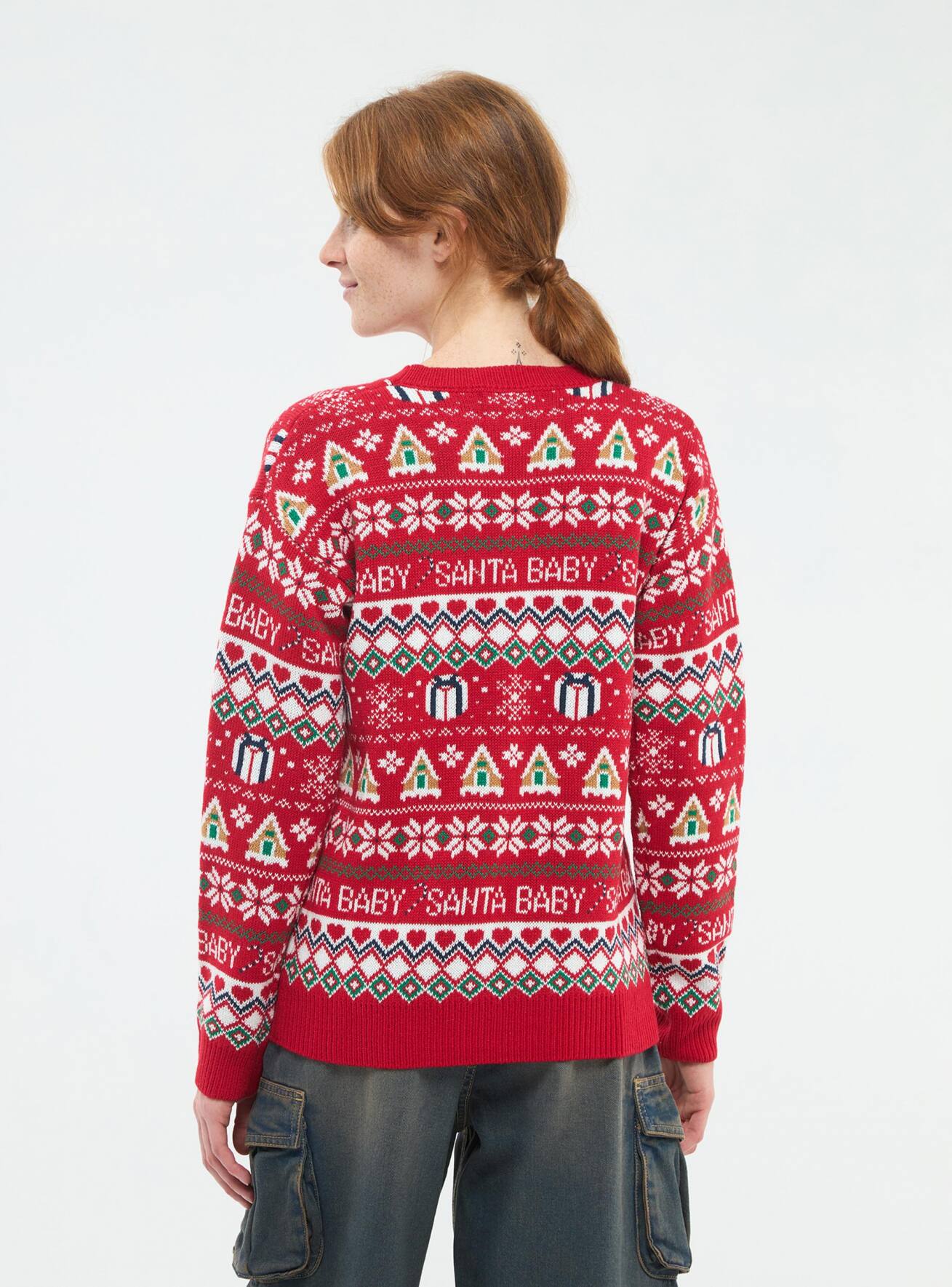 Maglione jacquard natalizio Rosso Acquista Online Terranova