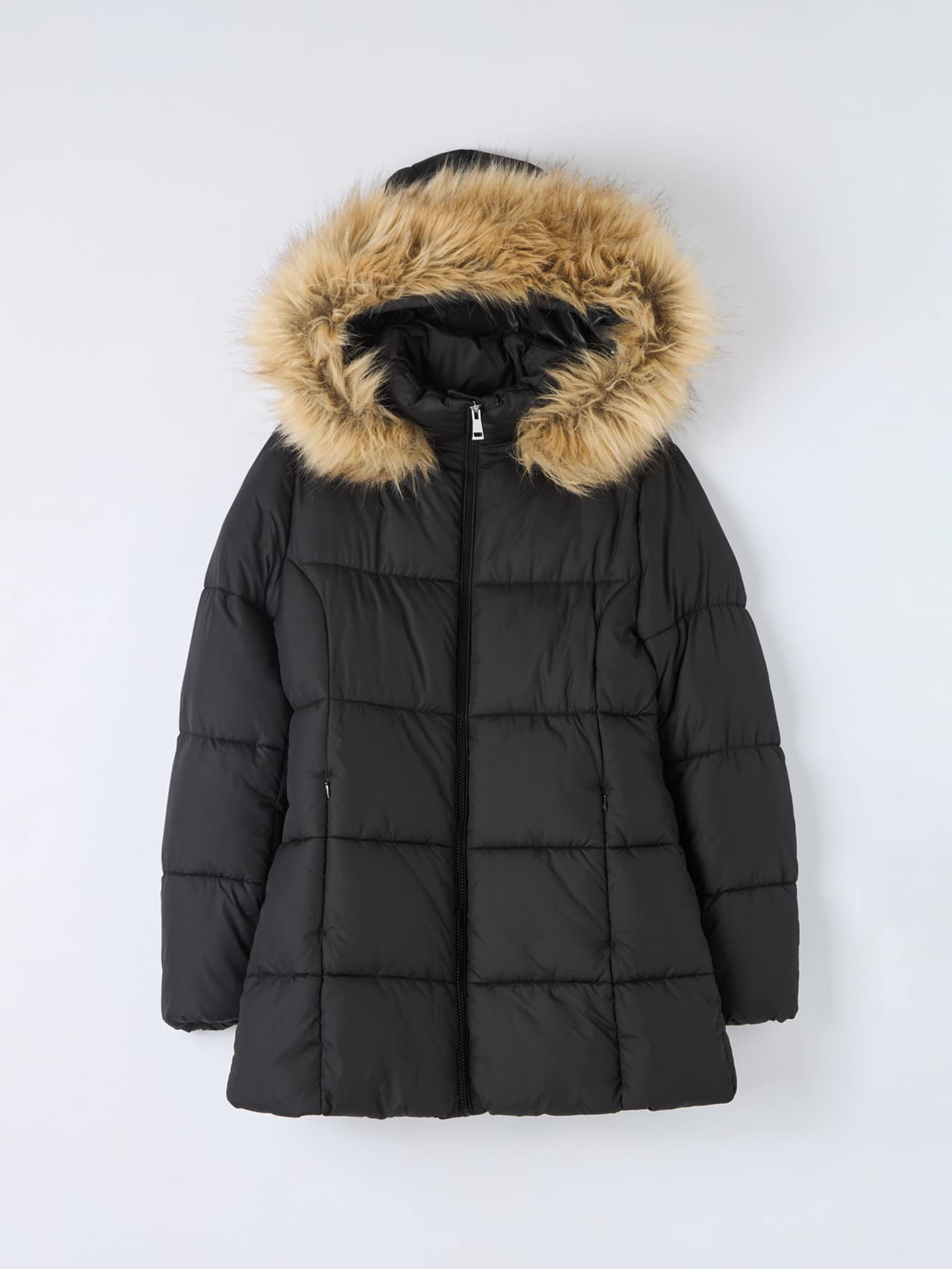 Giacca invernale imbottita puff con cappuccio e cintura Nero Acquista Online Terranova