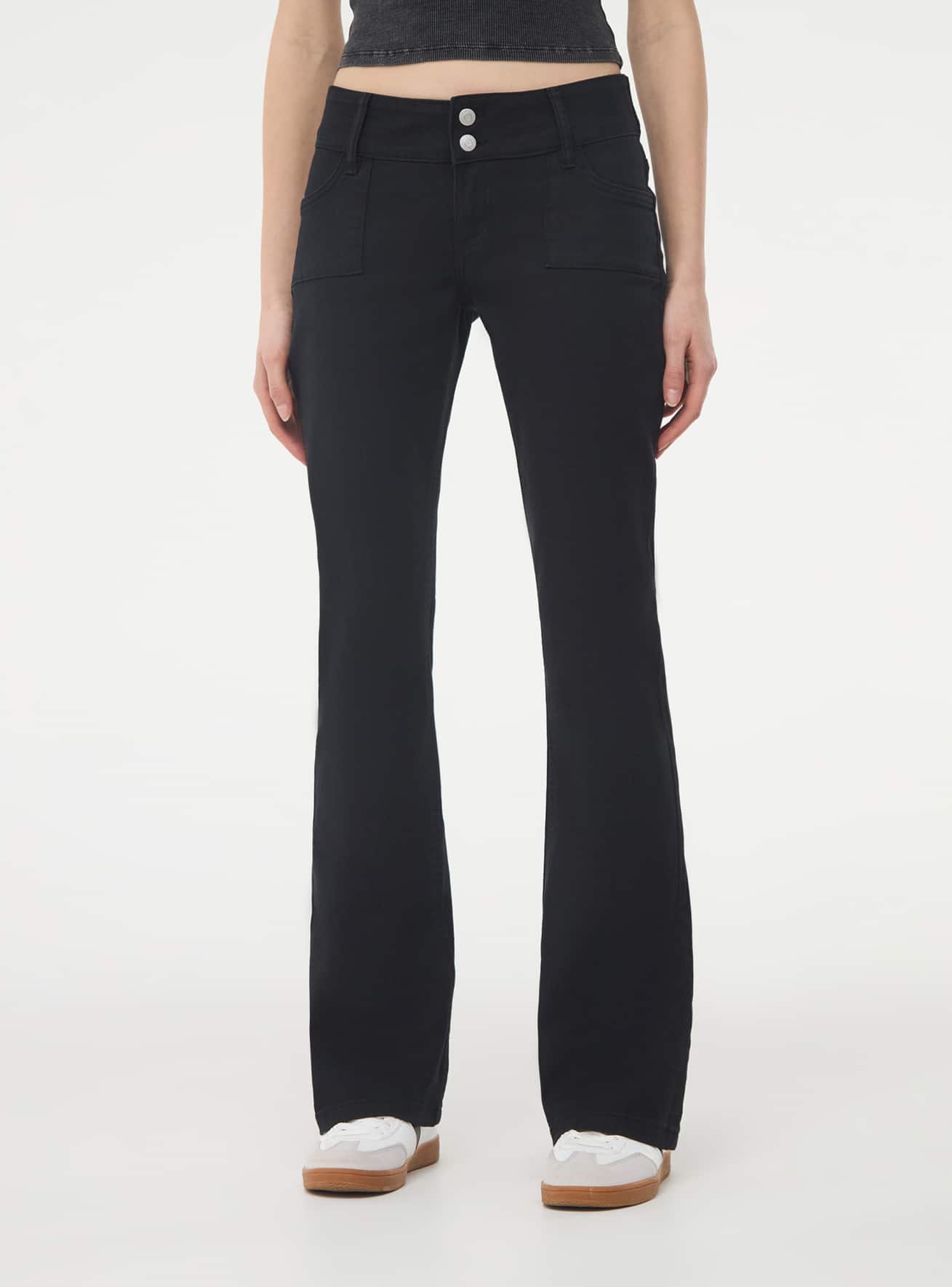 Pantaloni a zampa vita bassa Nero Acquista Online Terranova
